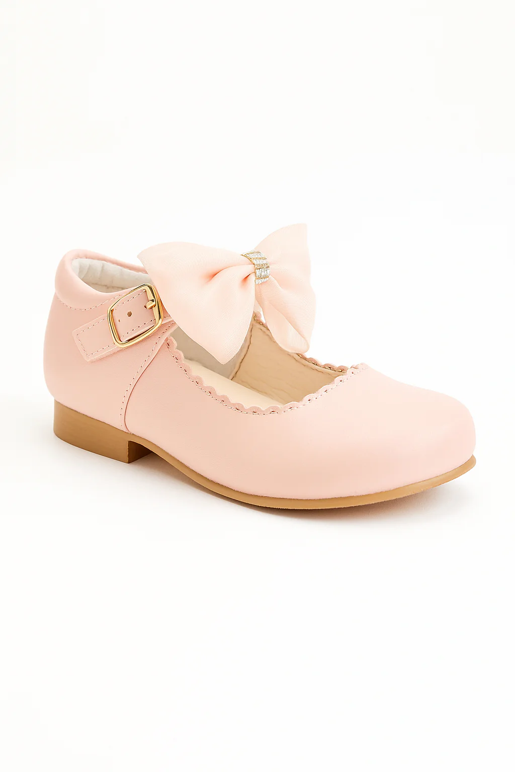 Girls Rhinestone Mary Jane Shoes with Bow – ZURI - Pink