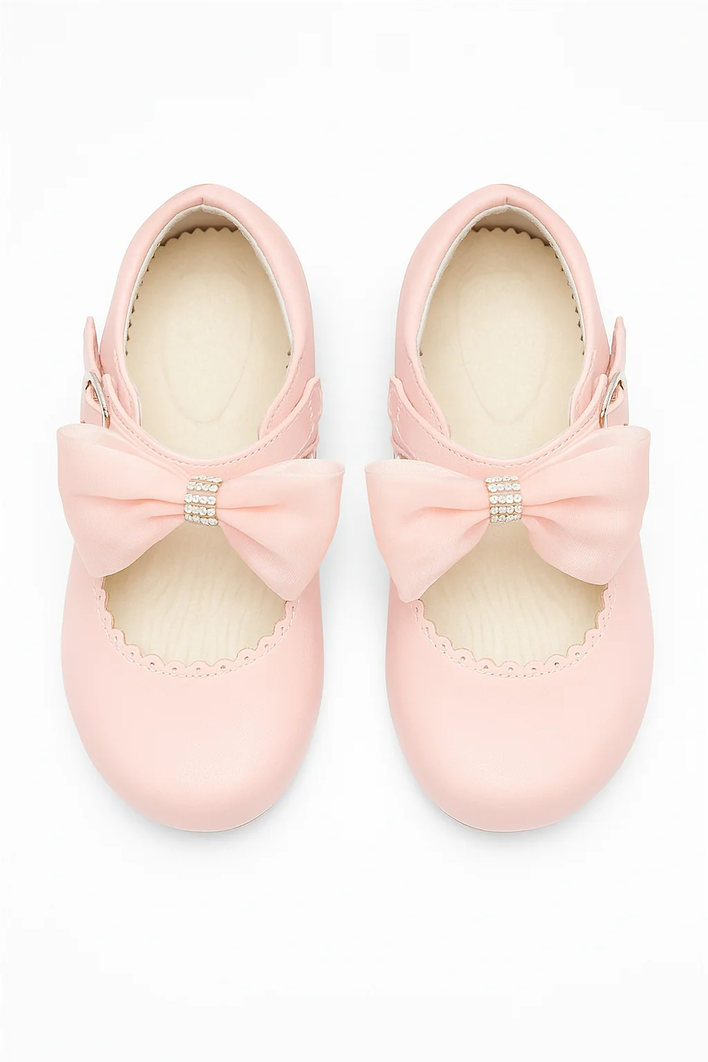 Girls Rhinestone Mary Jane Shoes with Bow – ZURI - Pink - Image 2