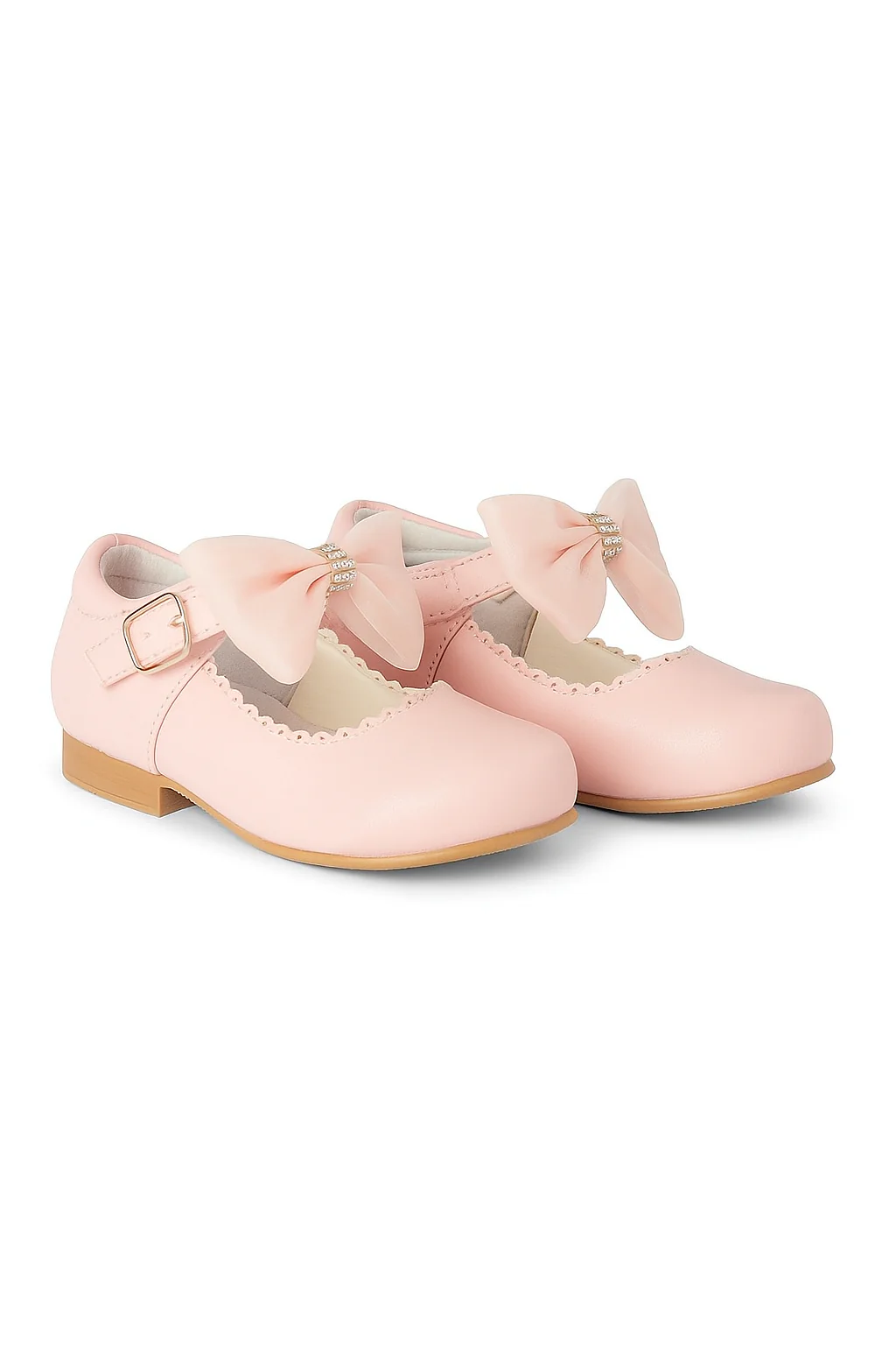 Girls Rhinestone Mary Jane Shoes with Bow – ZURI - Pink - Image 3