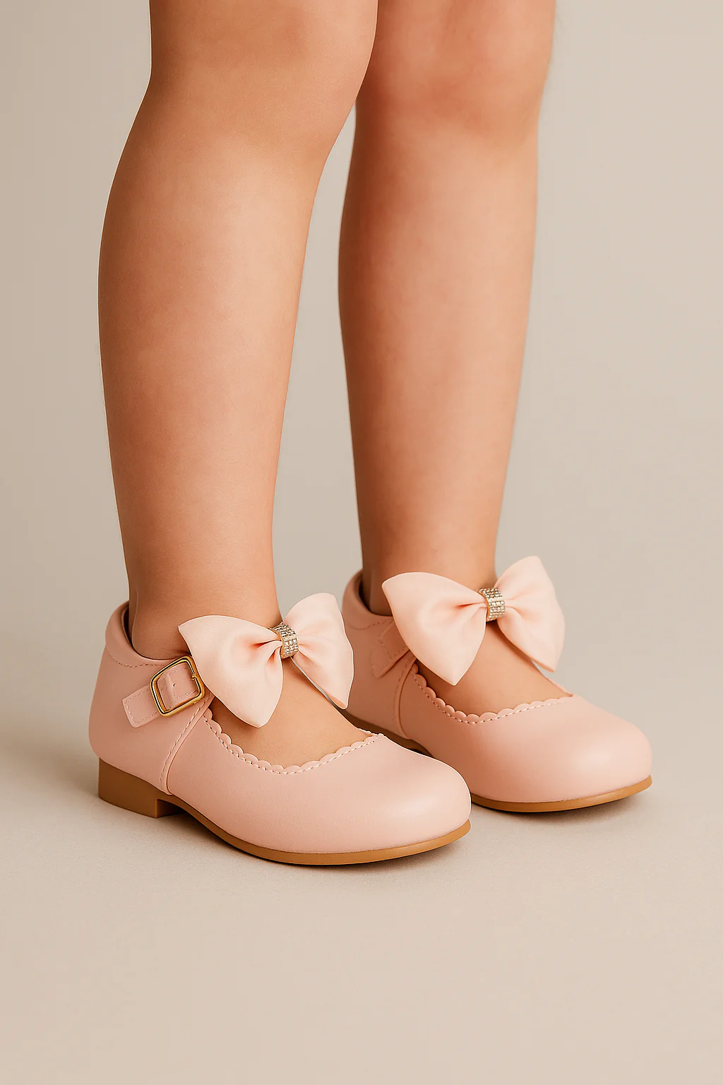 Girls Rhinestone Mary Jane Shoes with Bow – ZURI - Pink - Image 4