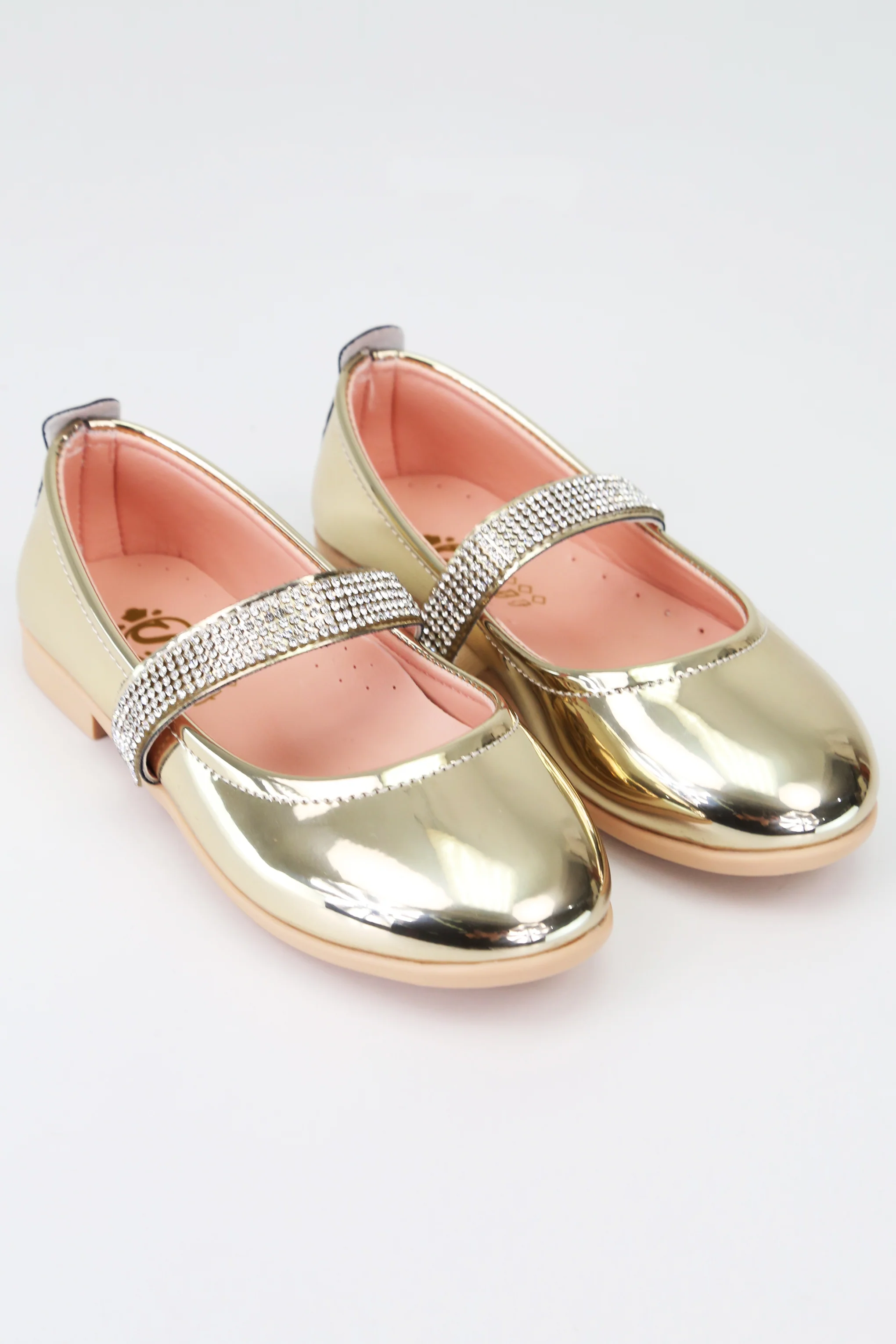 Girls Rhinestone Patent Mary Jane Shoes - ARWEN - Gold - Image 2