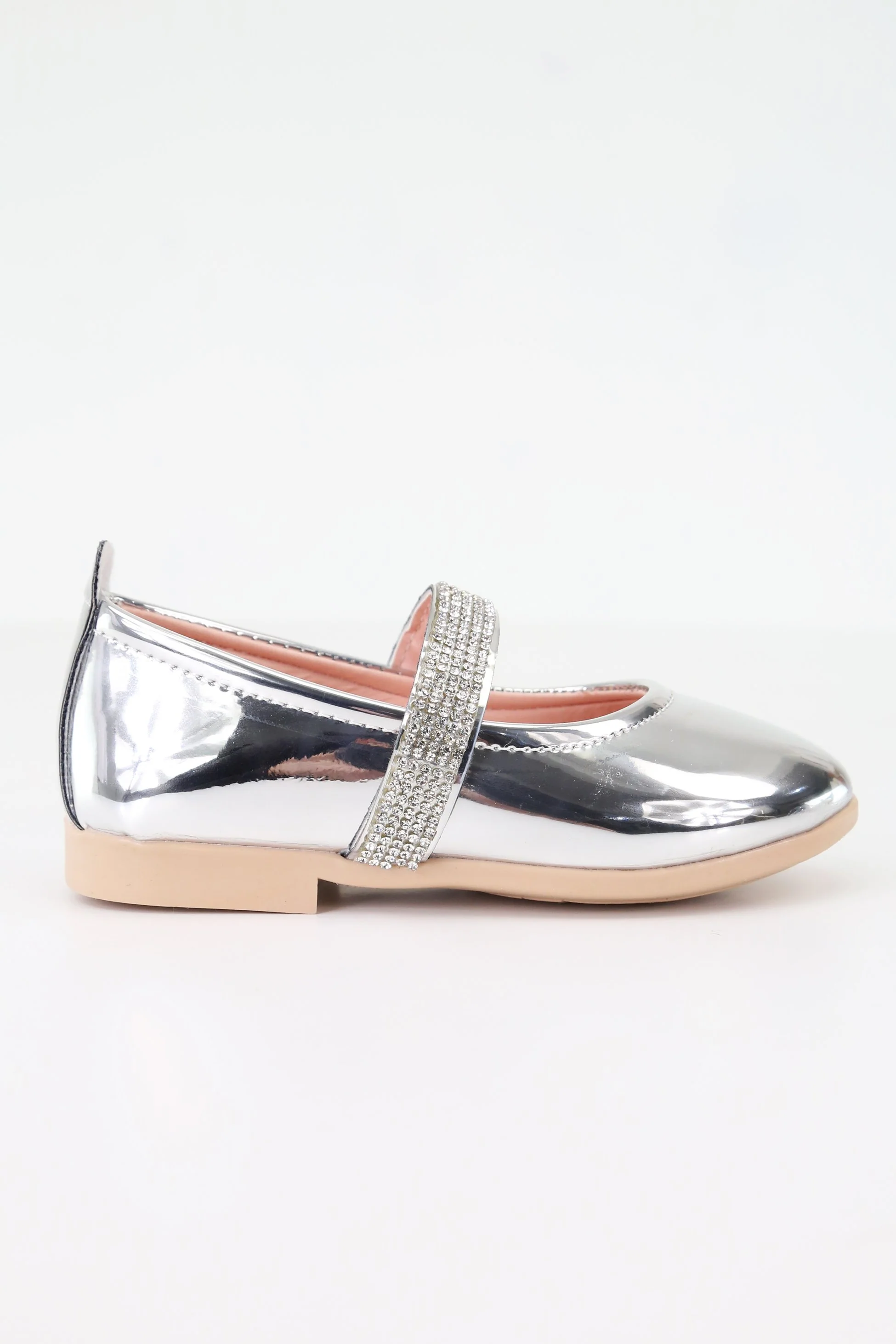Girls Rhinestone Patent Mary Jane Shoes - ARWEN - Silver - Image 3