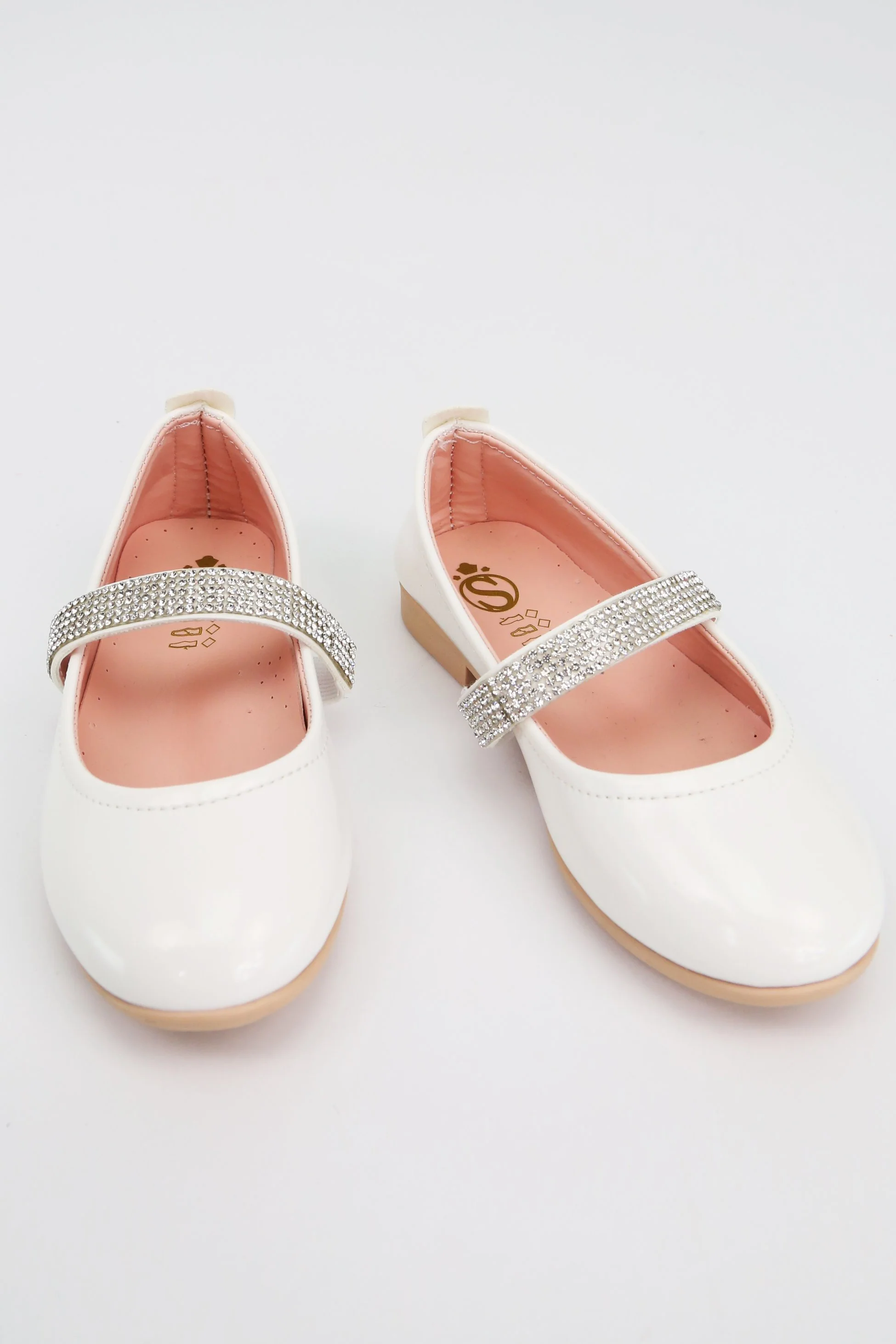 Girls Rhinestone Patent Mary Jane Shoes - ARWEN - White - Image 3