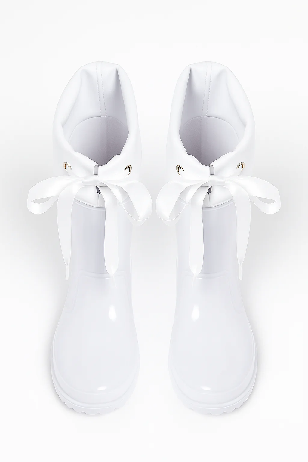 Girls Ribbon Wellington Boots, Waterproof Wellies - DALLAS - White - Image 2