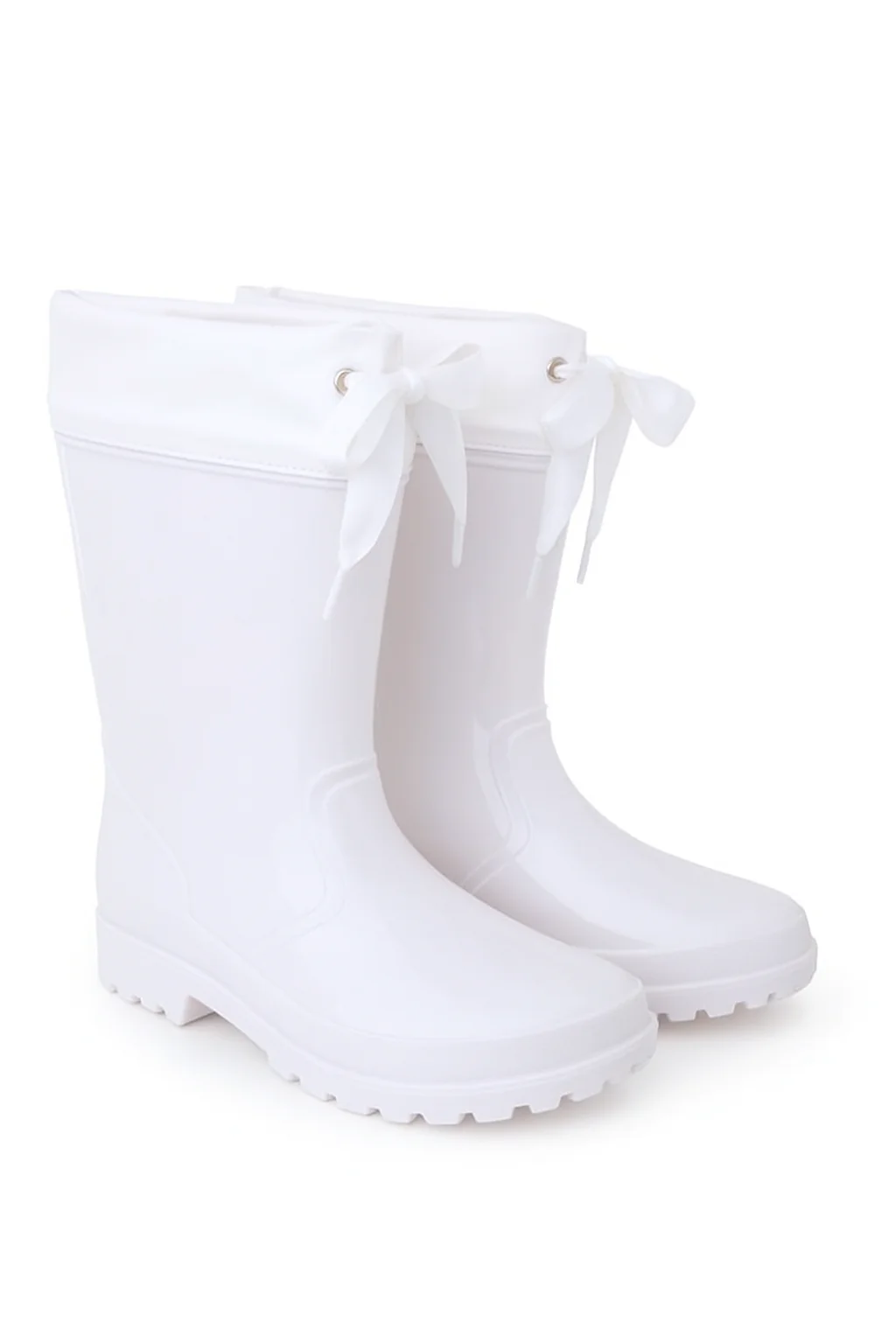 Girls Ribbon Wellington Boots, Waterproof Wellies - DALLAS - White - Image 3