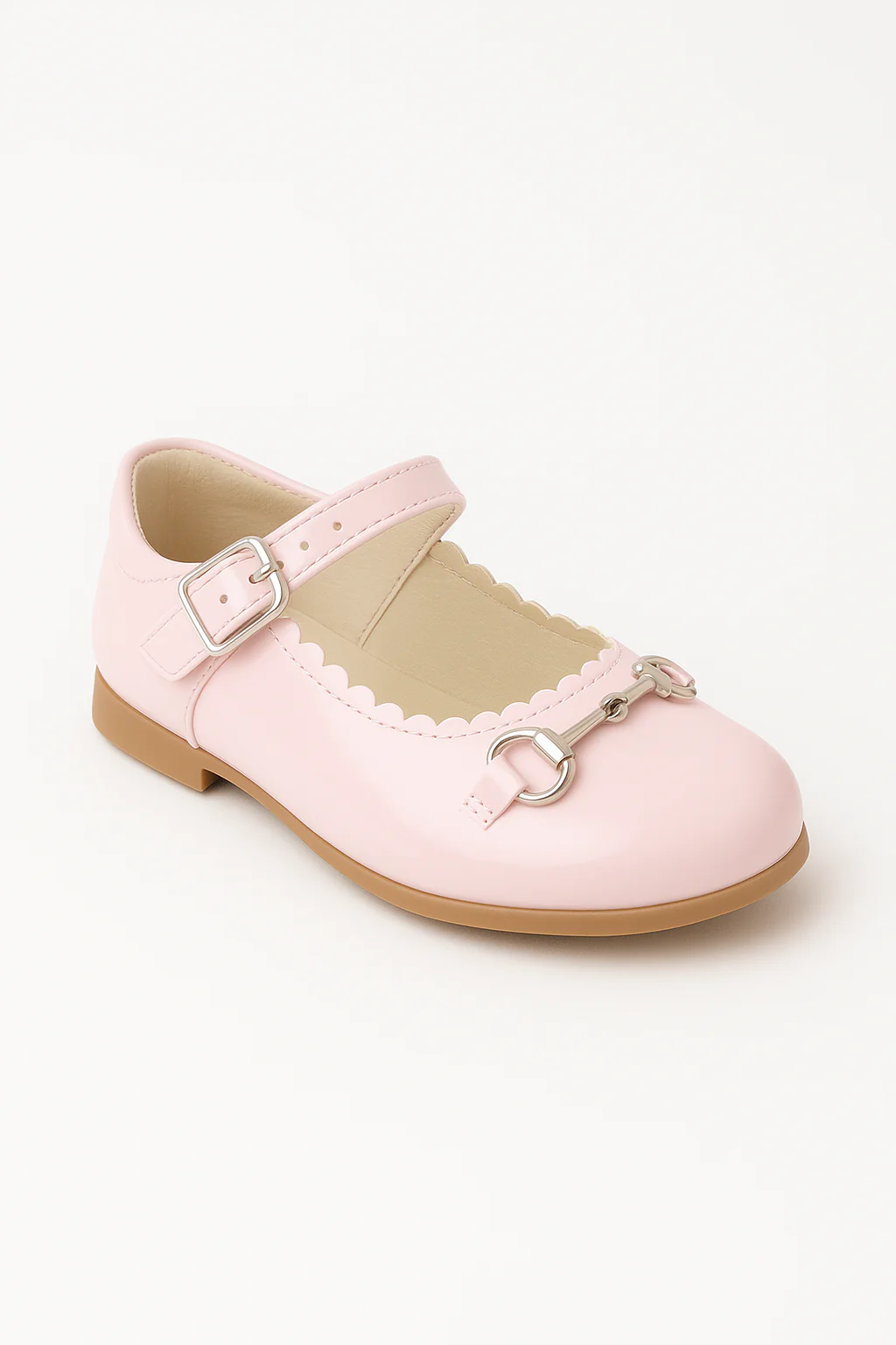 Girls Scallop Trim Flat Mary Jane Shoes - WILLA - Pink