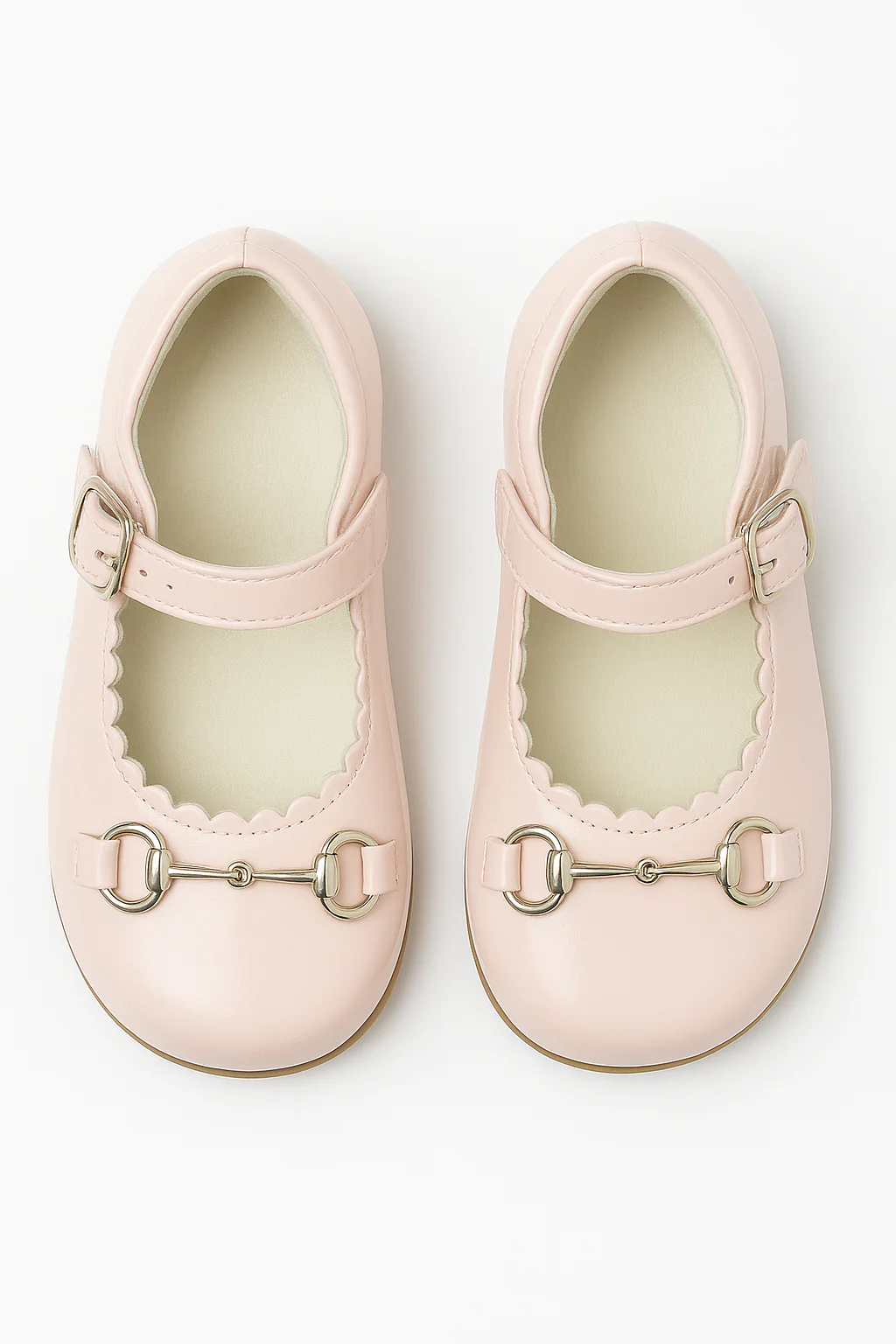 Girls Scallop Trim Flat Mary Jane Shoes - WILLA - Pink - Image 2