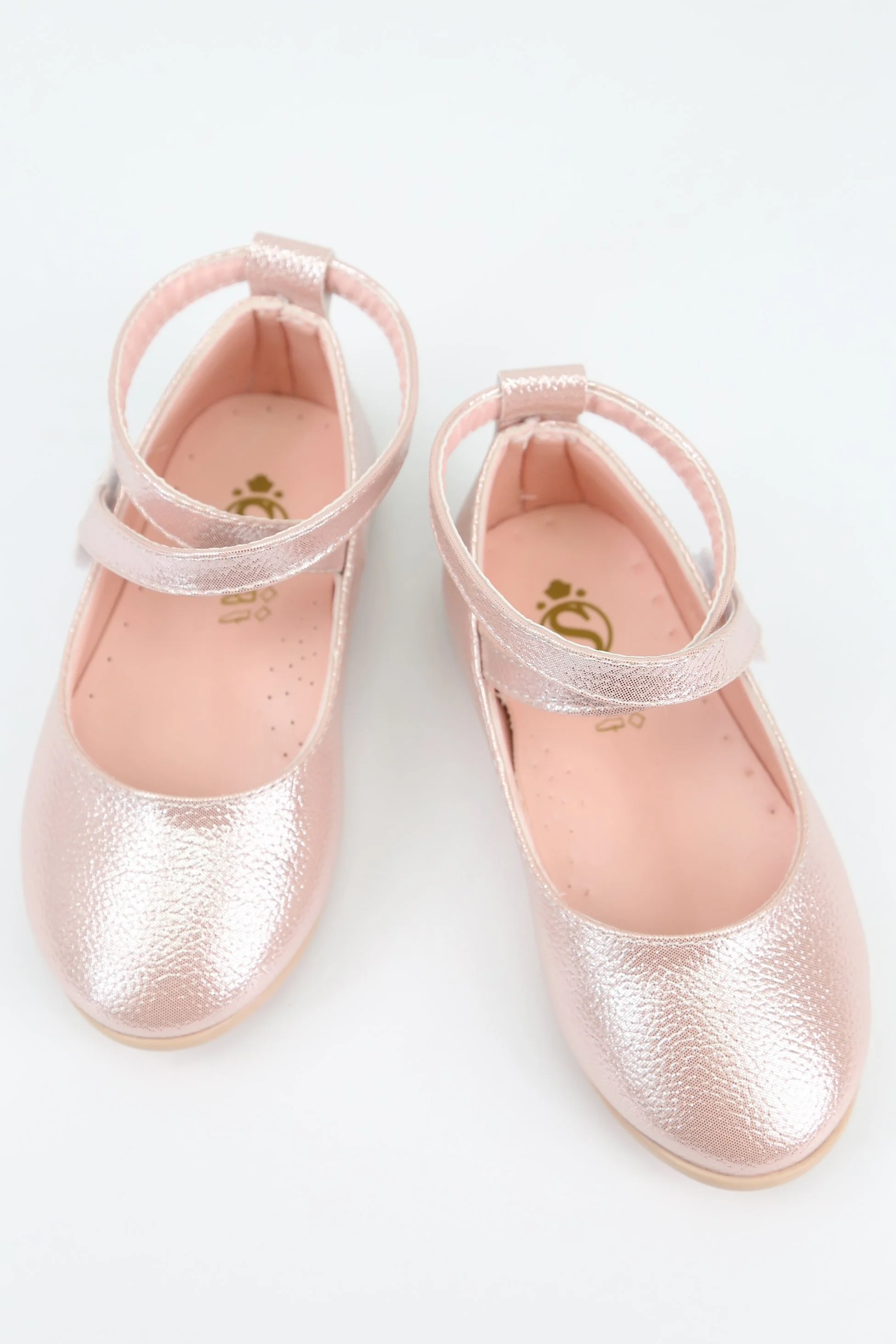 Girls' Shiny Mary Jane Flat Shoes with Criss Cross Strap - Pink - Image 6