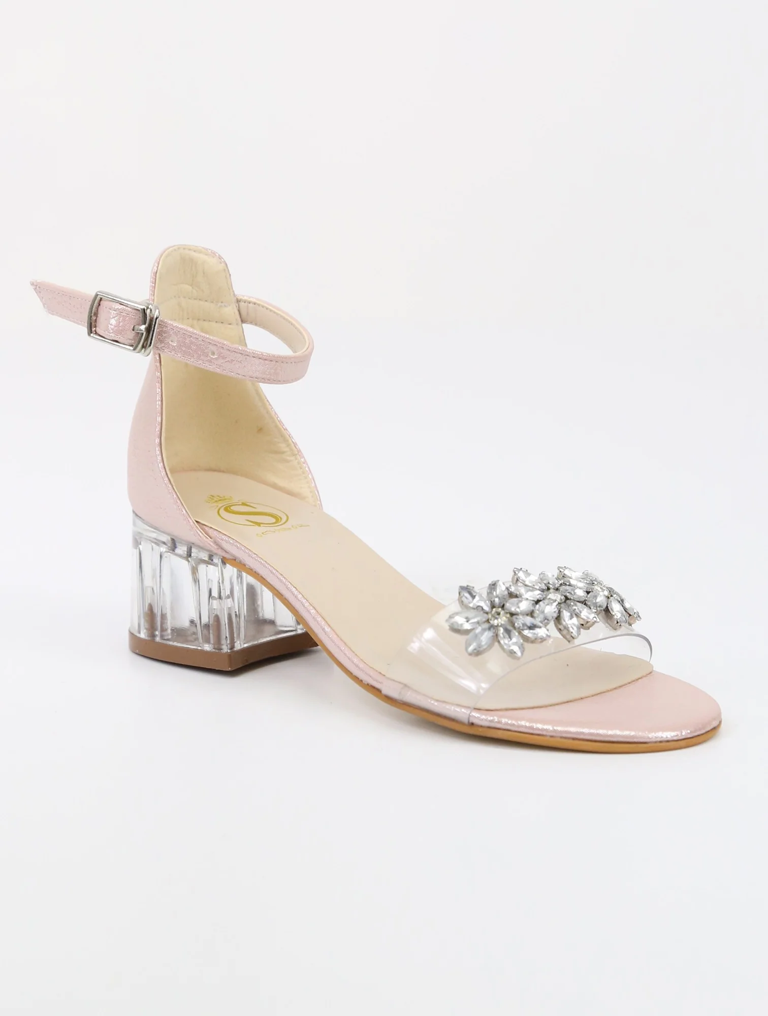 Girls Ankle-Strap Block Heels Sandals - WAKKO - Pink