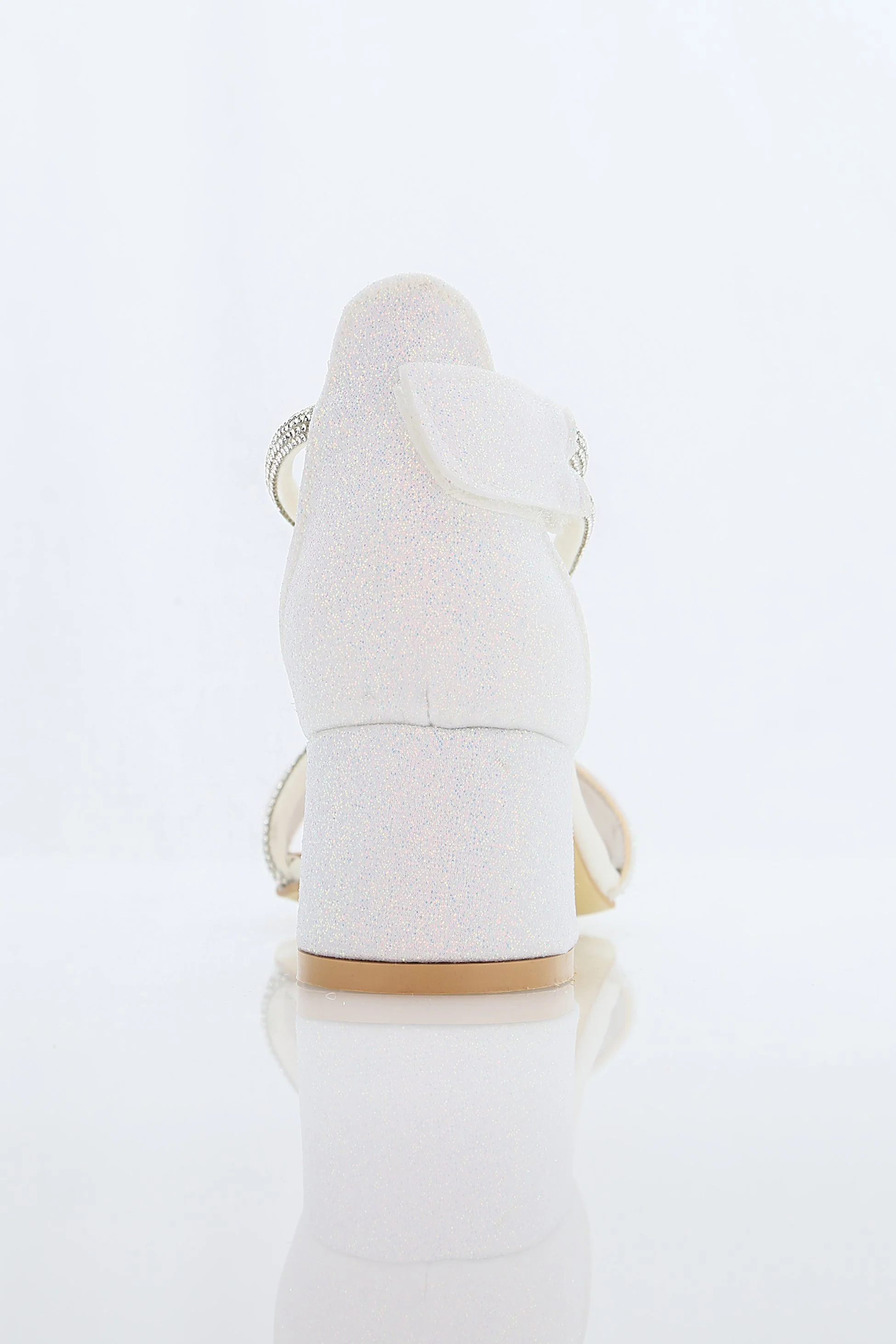 Girls Block Heel Sandals with Rhinestone Crossover Straps - DAZZLE - White - Image 6