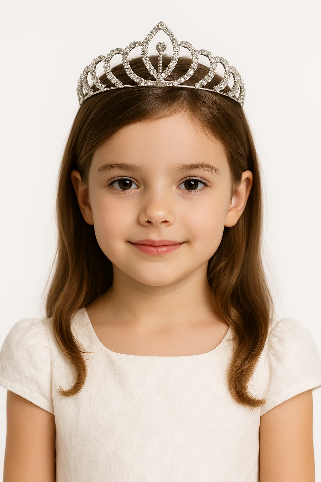 Girls Sparkly Silver Rhinestone Arch Tiara Comb - Image 2
