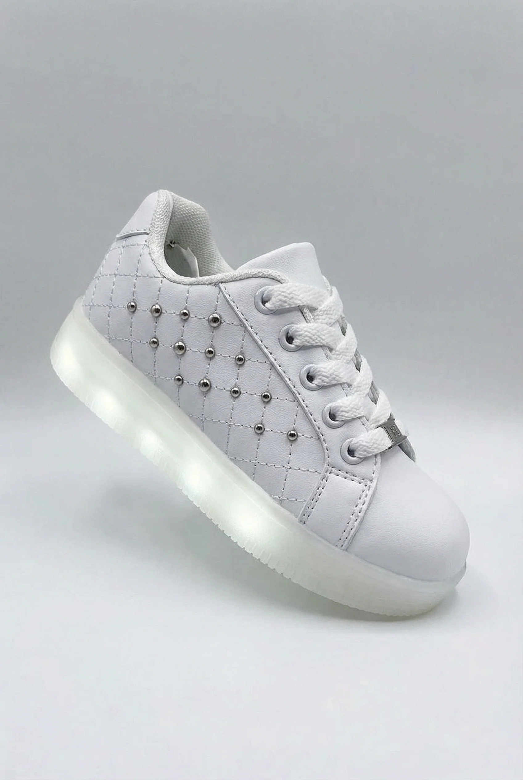 Girls Studded Light Up Trainers - White - Image 4