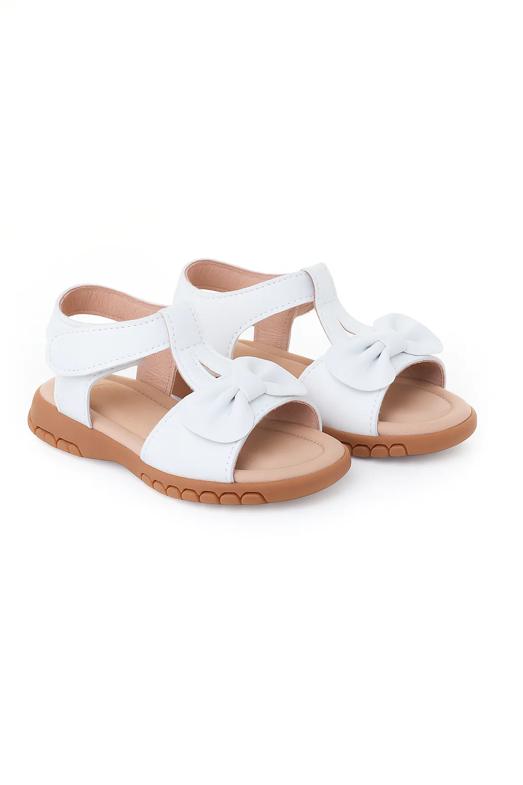 Little Girls’ T-Bar Sandal Shoes with Bow - MATILDA - White - Image 3