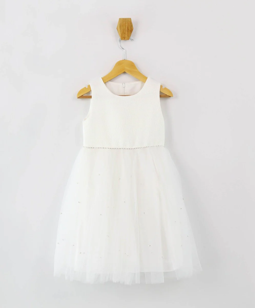 Girls Tail Jacket Dress Set - Ecru Off White - Image 4