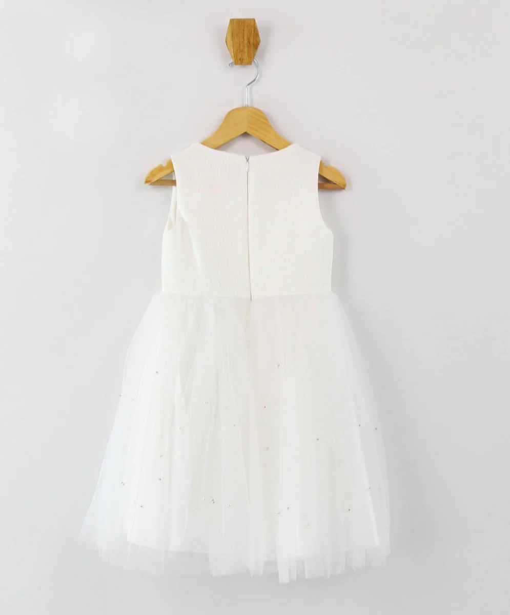 Girls Tail Jacket Dress Set - Ecru Off White - Image 5