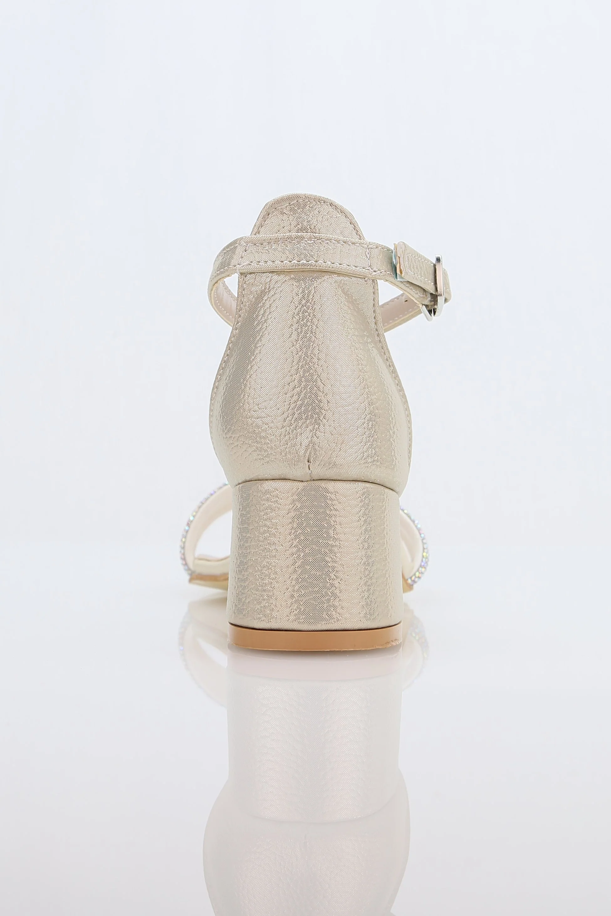 Girls' Textured Block-Heel Sandals with Rhinestone Straps - TWINKLE - Gold - Image 6