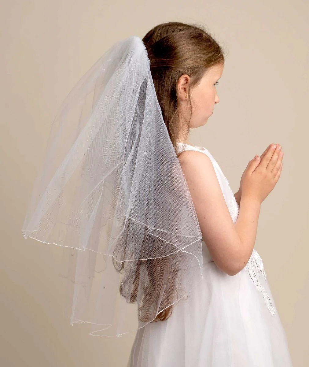 Girls' White Layered Tulle Veil - VL 139 - Image 2