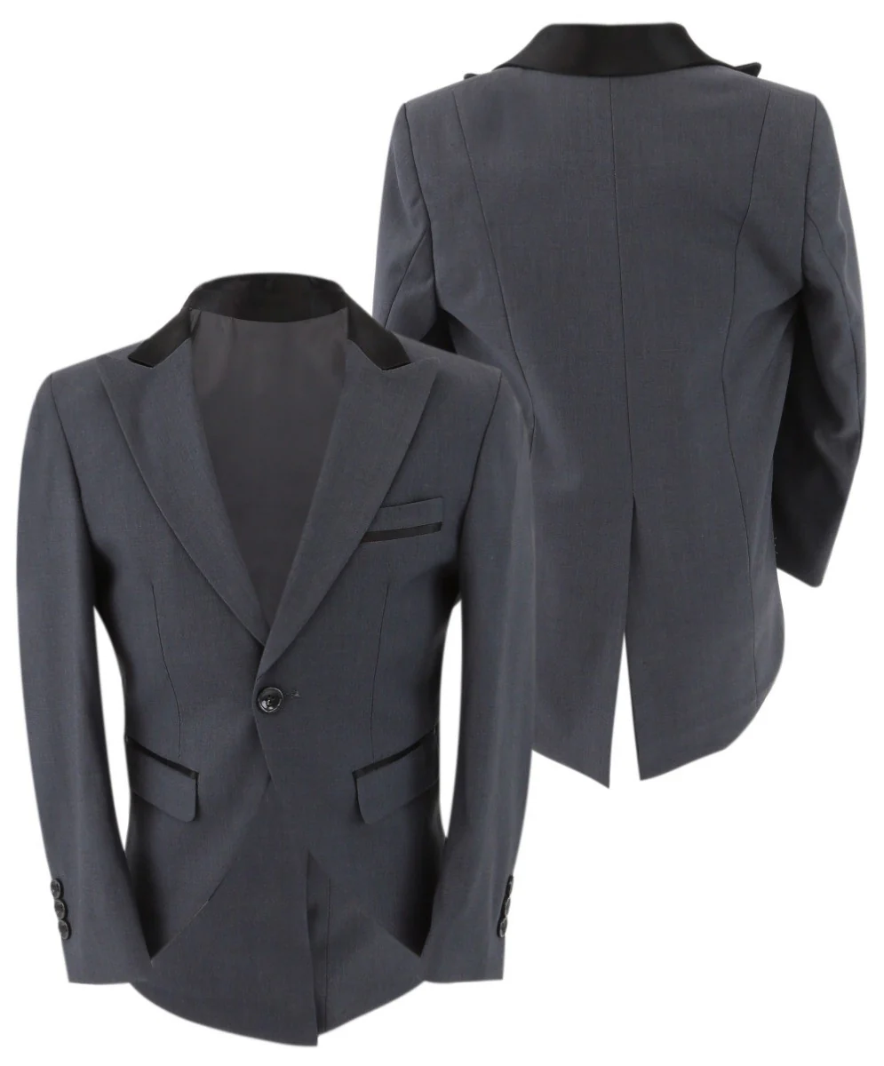 Boys Premium Grey Tail Suit - Grey - Image 4