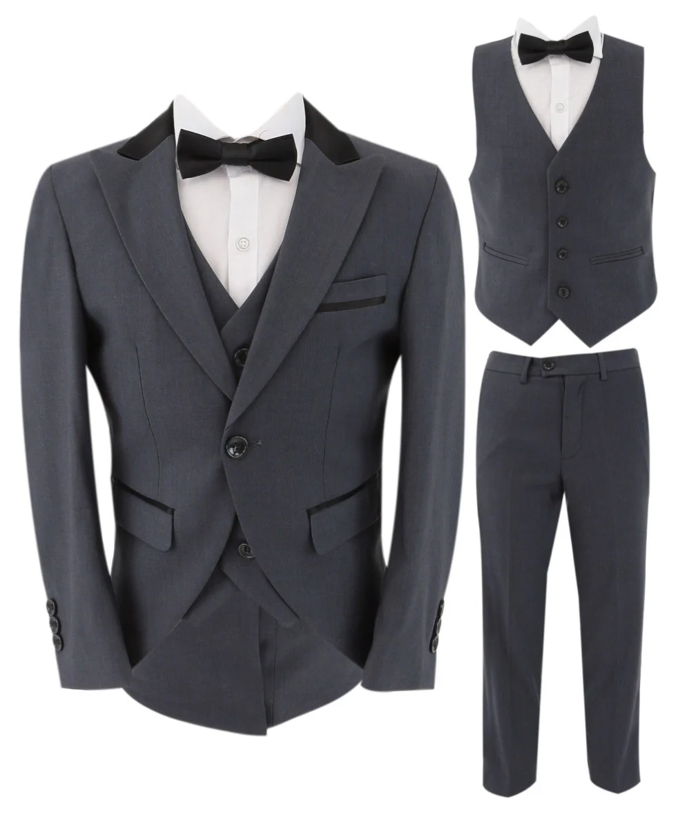 Boys Premium Grey Tail Suit - Grey - Image 5