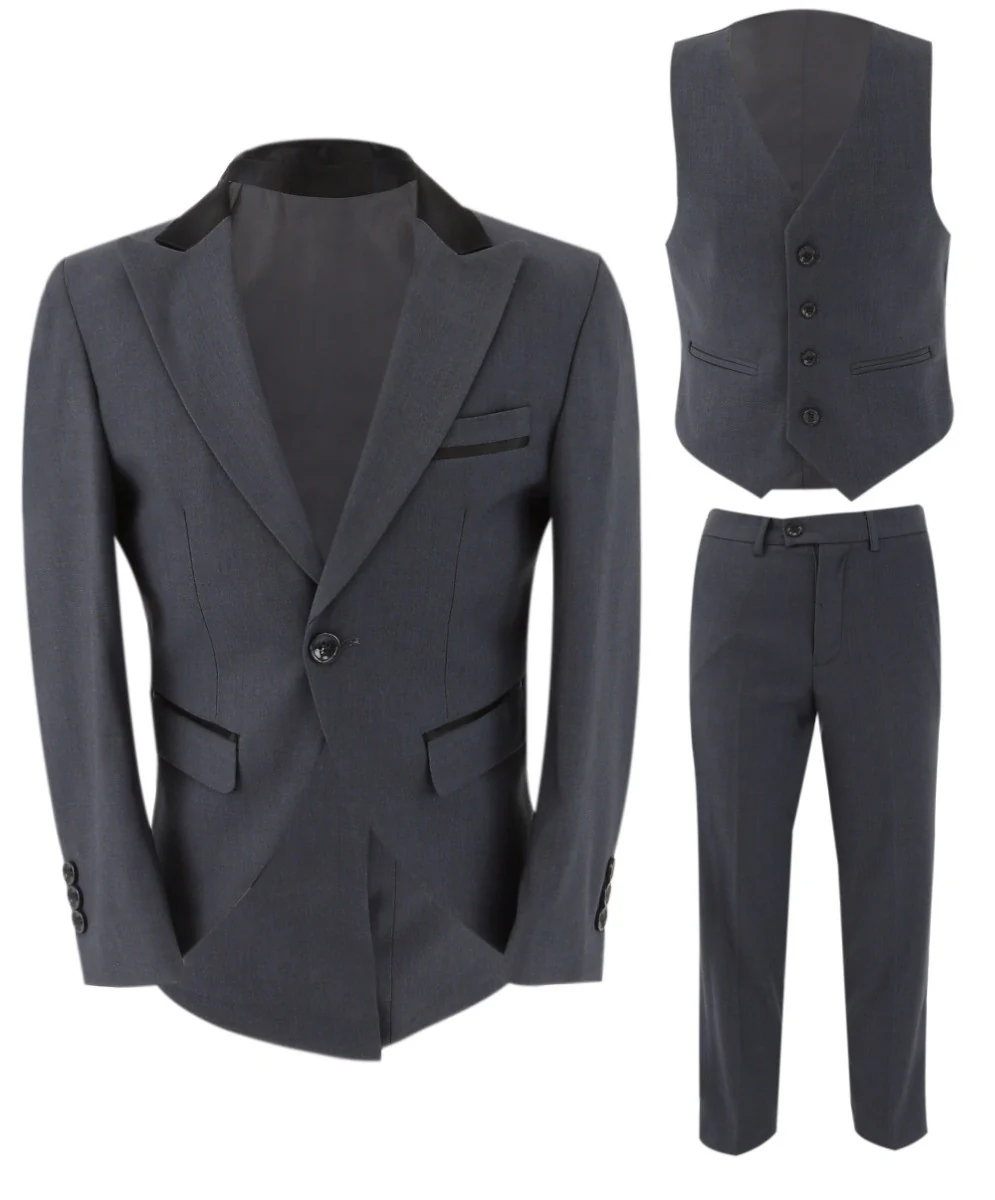 Boys Premium Grey Tail Suit - Grey - Image 9