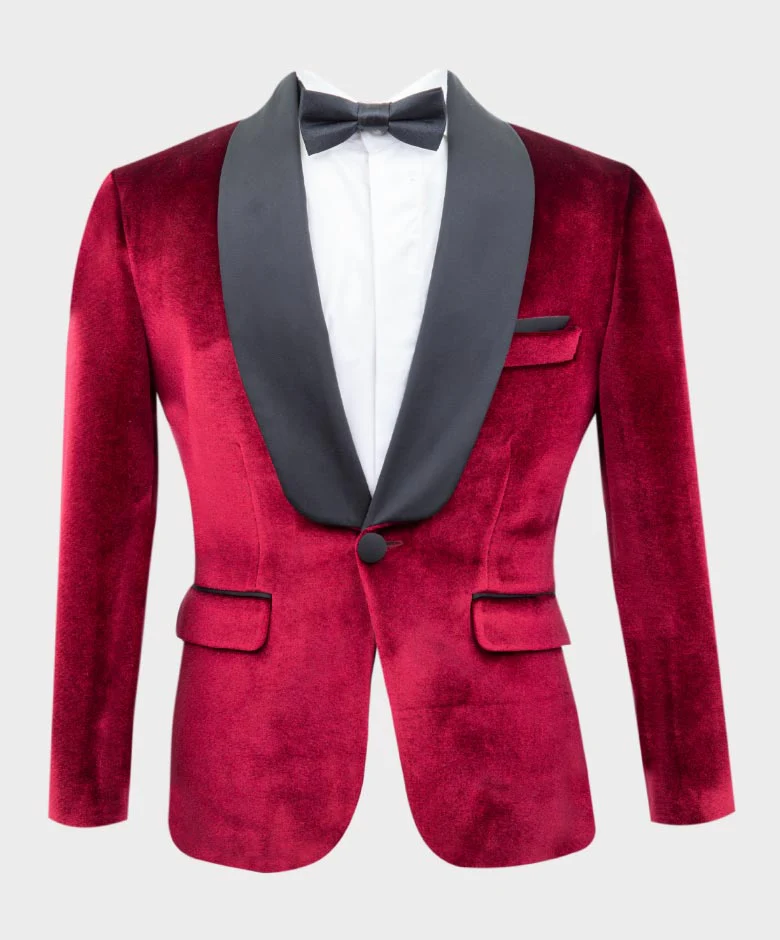 Boys Velvet Tuxedo Blazer Set - KINGSMAN - Red - Image 6