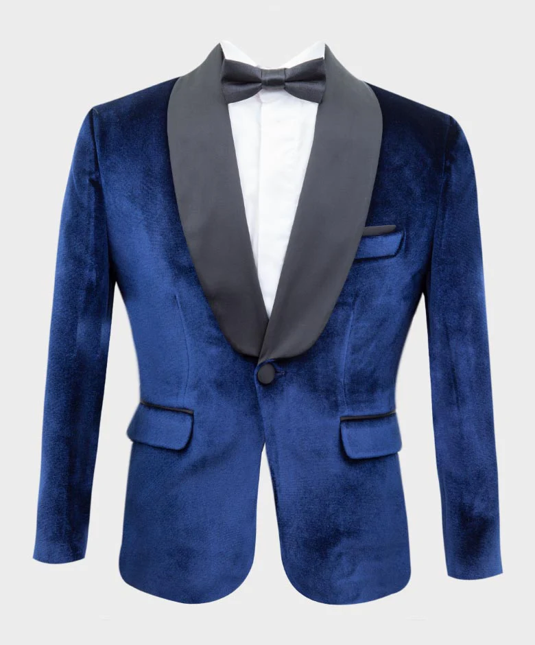 Boys Velvet Tuxedo Blazer Set - KINGSMAN - Navy Blue - Image 4