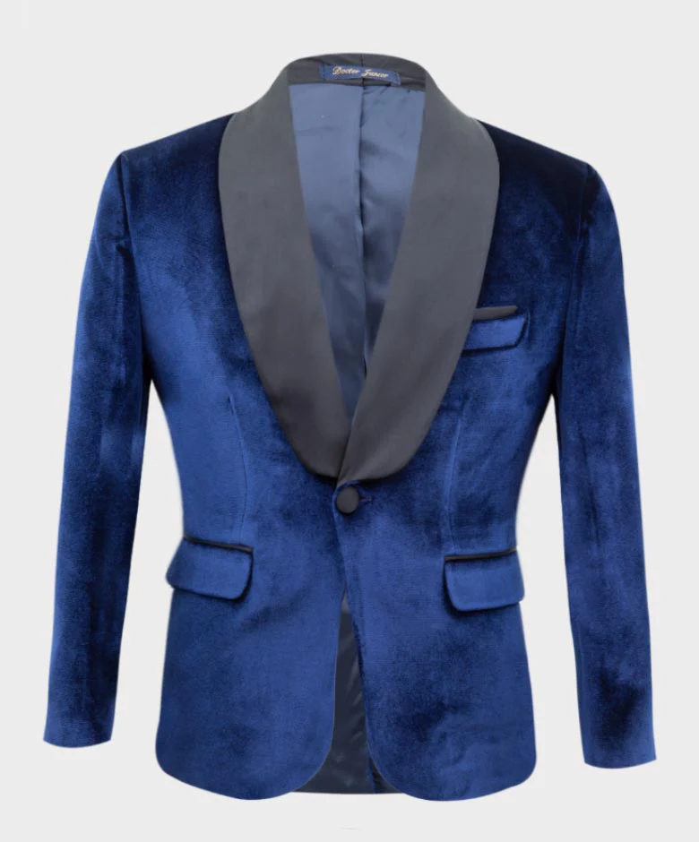 Boys Velvet Tuxedo Blazer Set - KINGSMAN - Navy Blue - Image 7