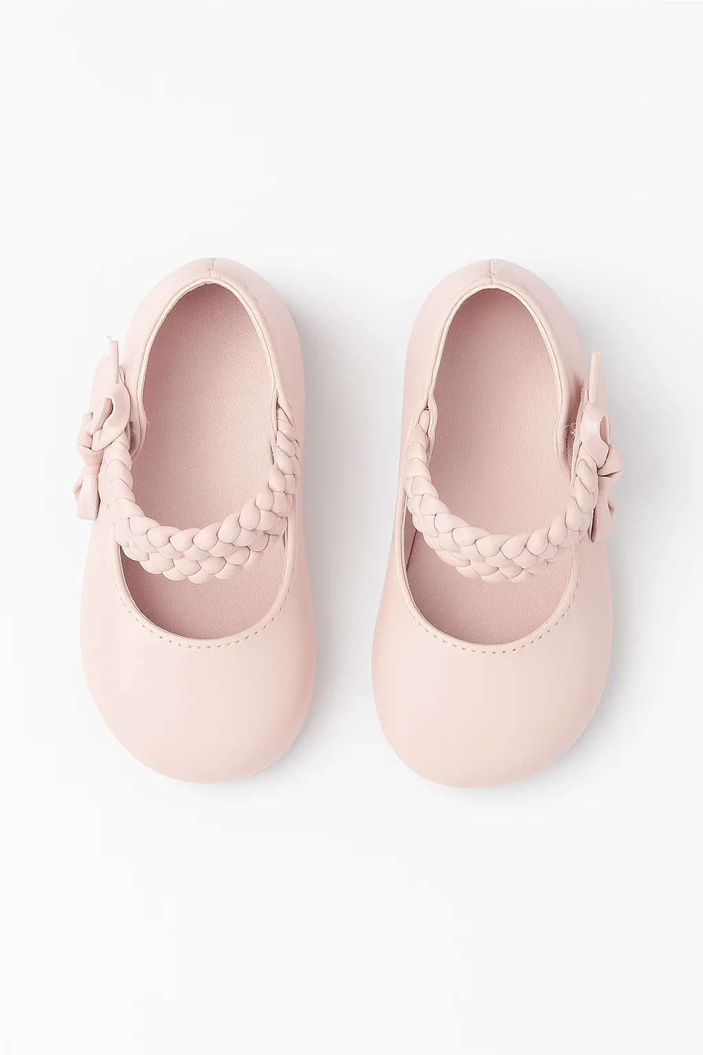Little Girls’ Braided Strap Mary Jane Shoes with Bow - OPHELIA - Pink - Image 2