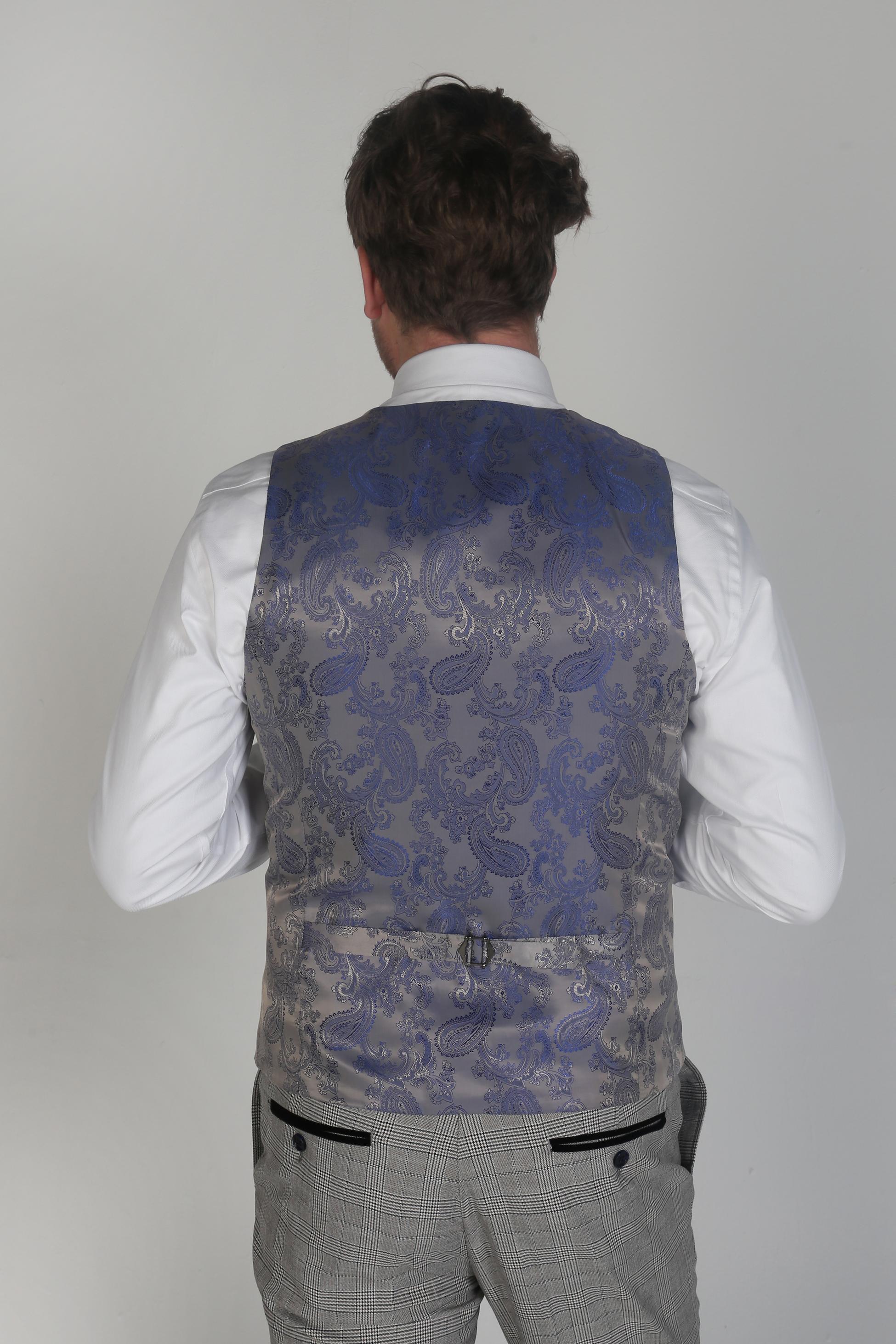 Men's Tweed Check Formal Waistcoat - HUGO - Grey - Image 3