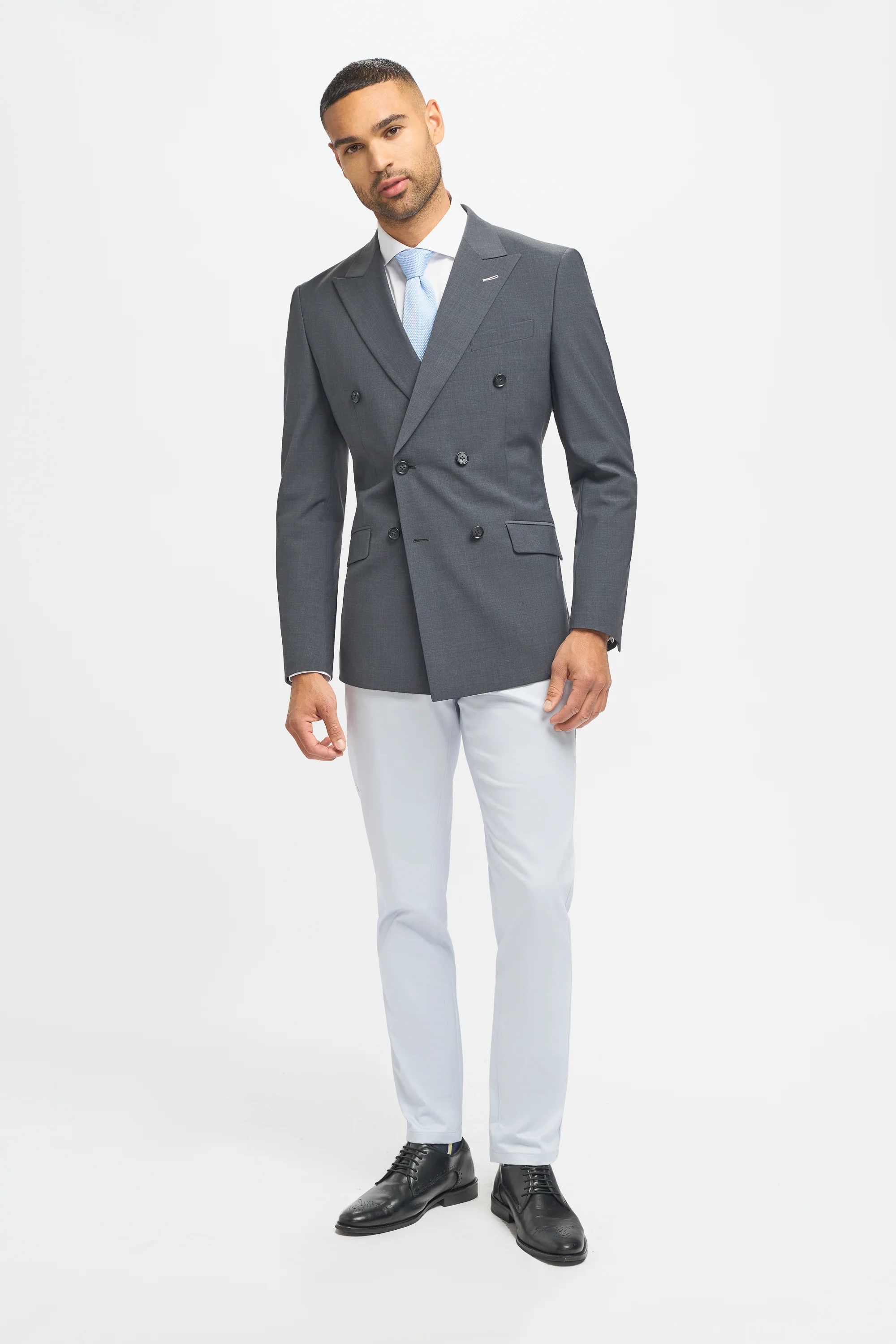 Men's Wool Blend Suit Jacket - BOND D/B - Charcoal Grey - Image 3