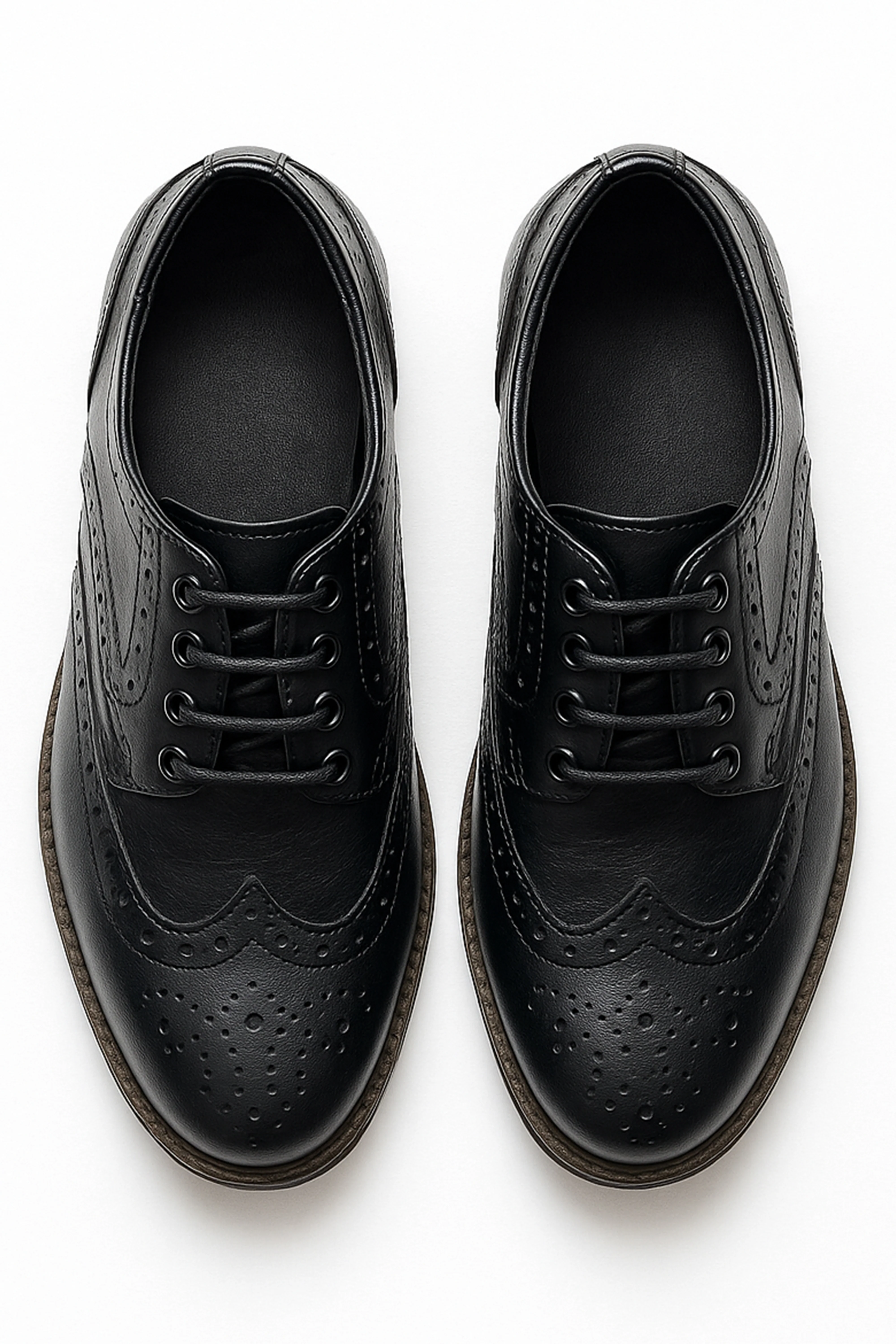 Men's Lace Up Oxford Brogue Dress Shoes - Russel - Black - Image 2