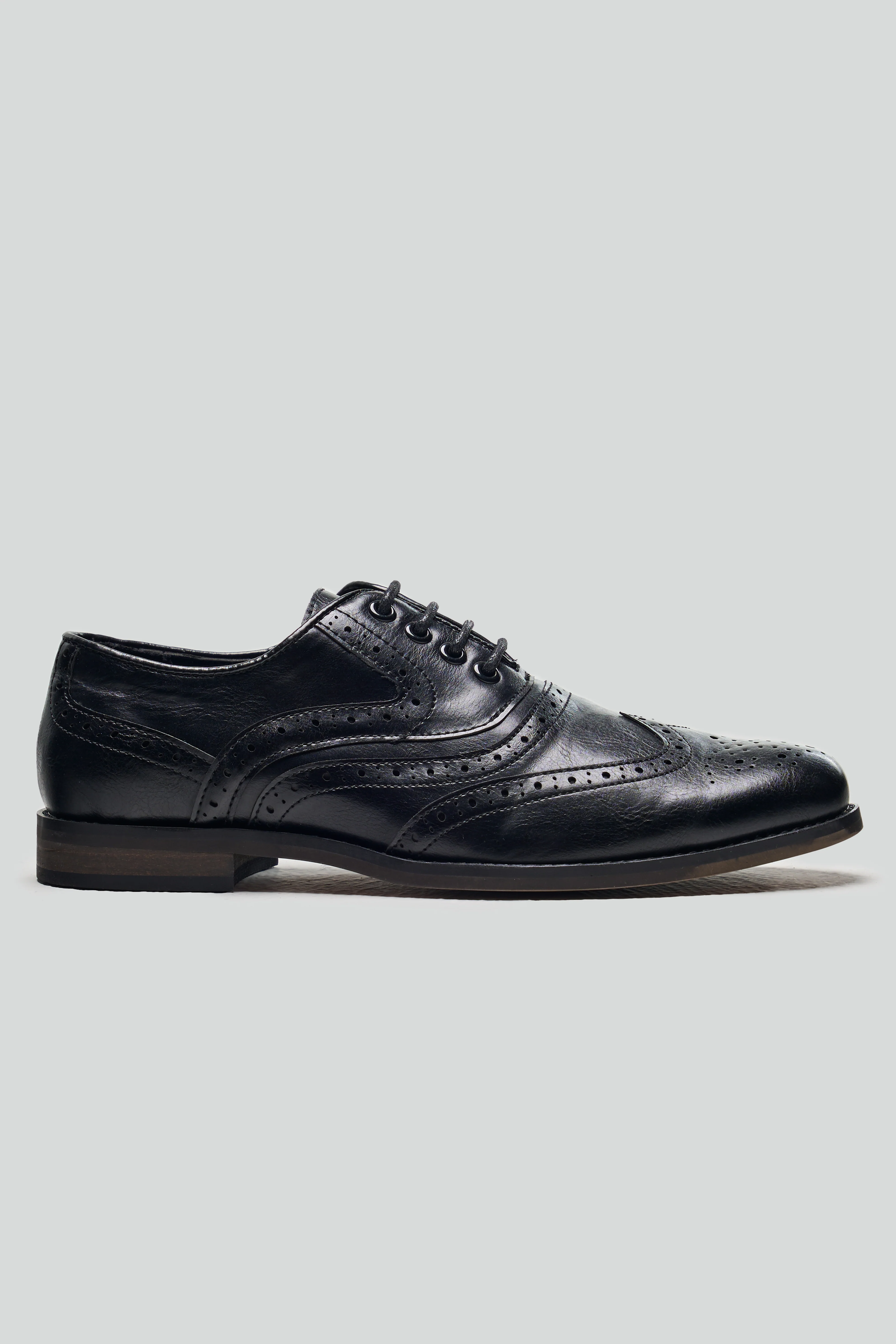Men's Lace Up Oxford Brogue Dress Shoes - Russel - Black - Image 5
