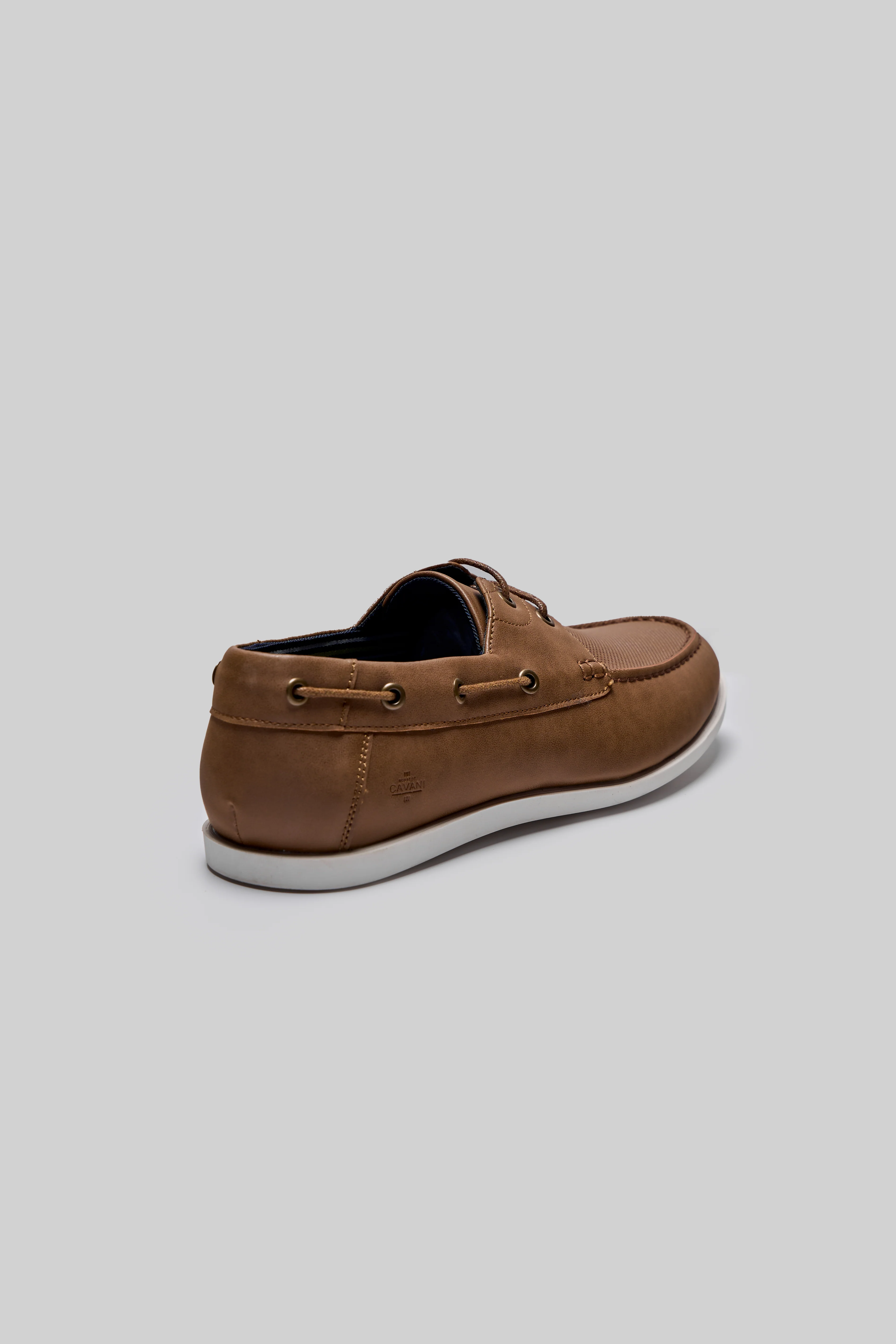 Men’s Leather Boat Shoes with White Sole - ANDROS - Tan - Image 2