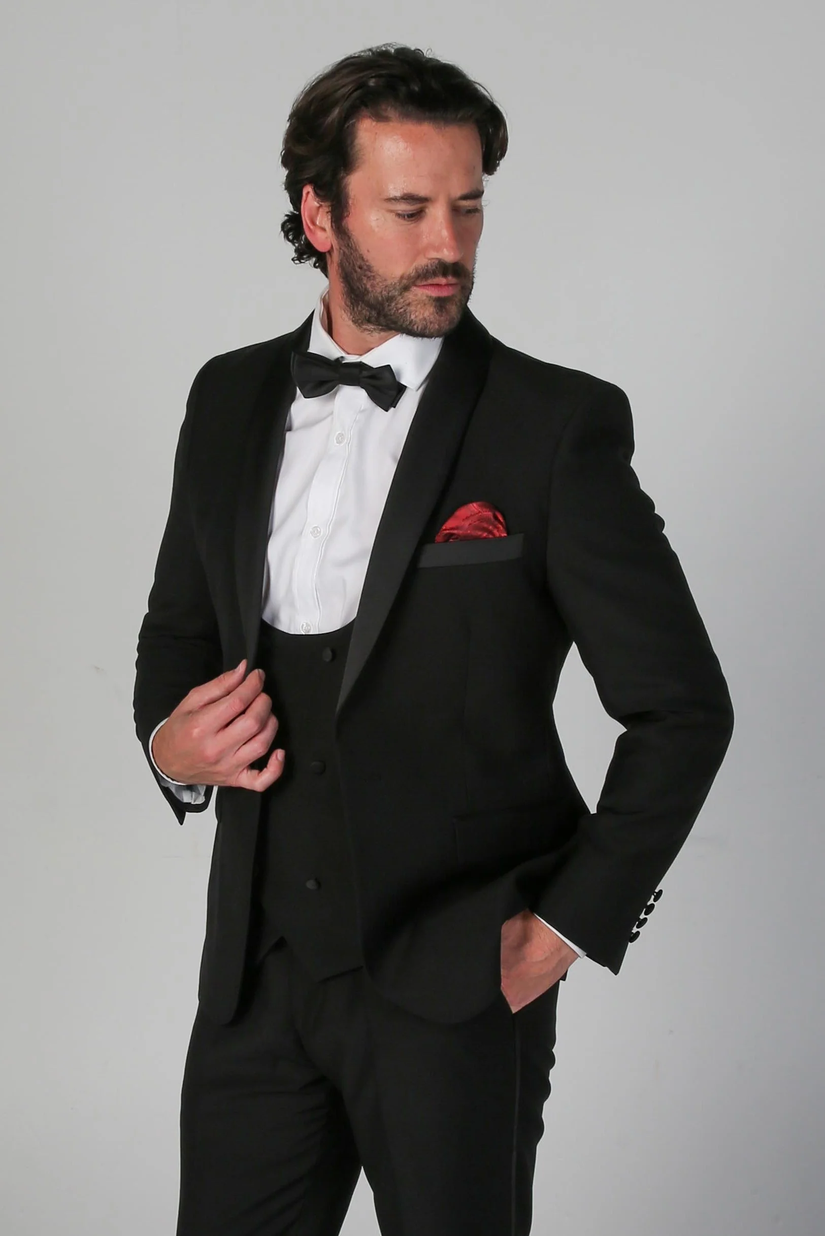 Men's Black Tailored fit Tuxedo Dinner Suit Jacket - FORD