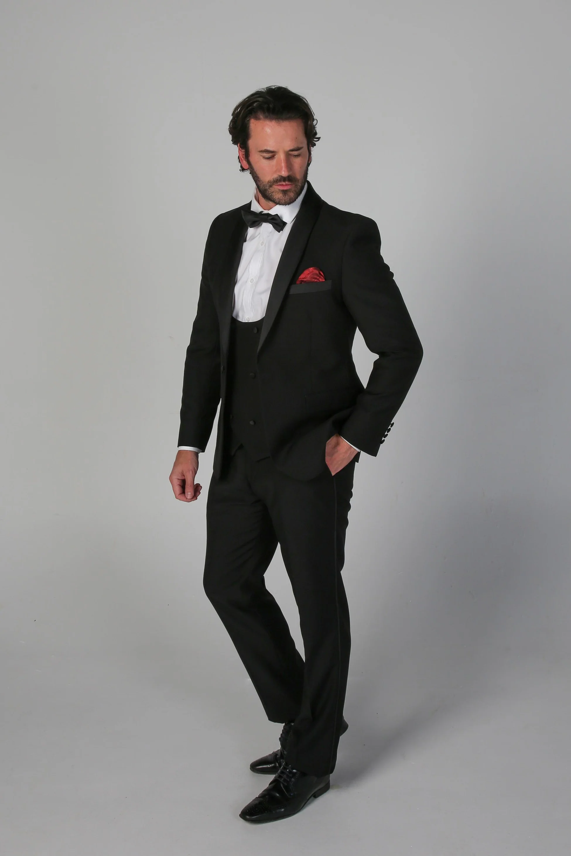 Men's Black Tailored fit Tuxedo Trousers - FORD - Image 4