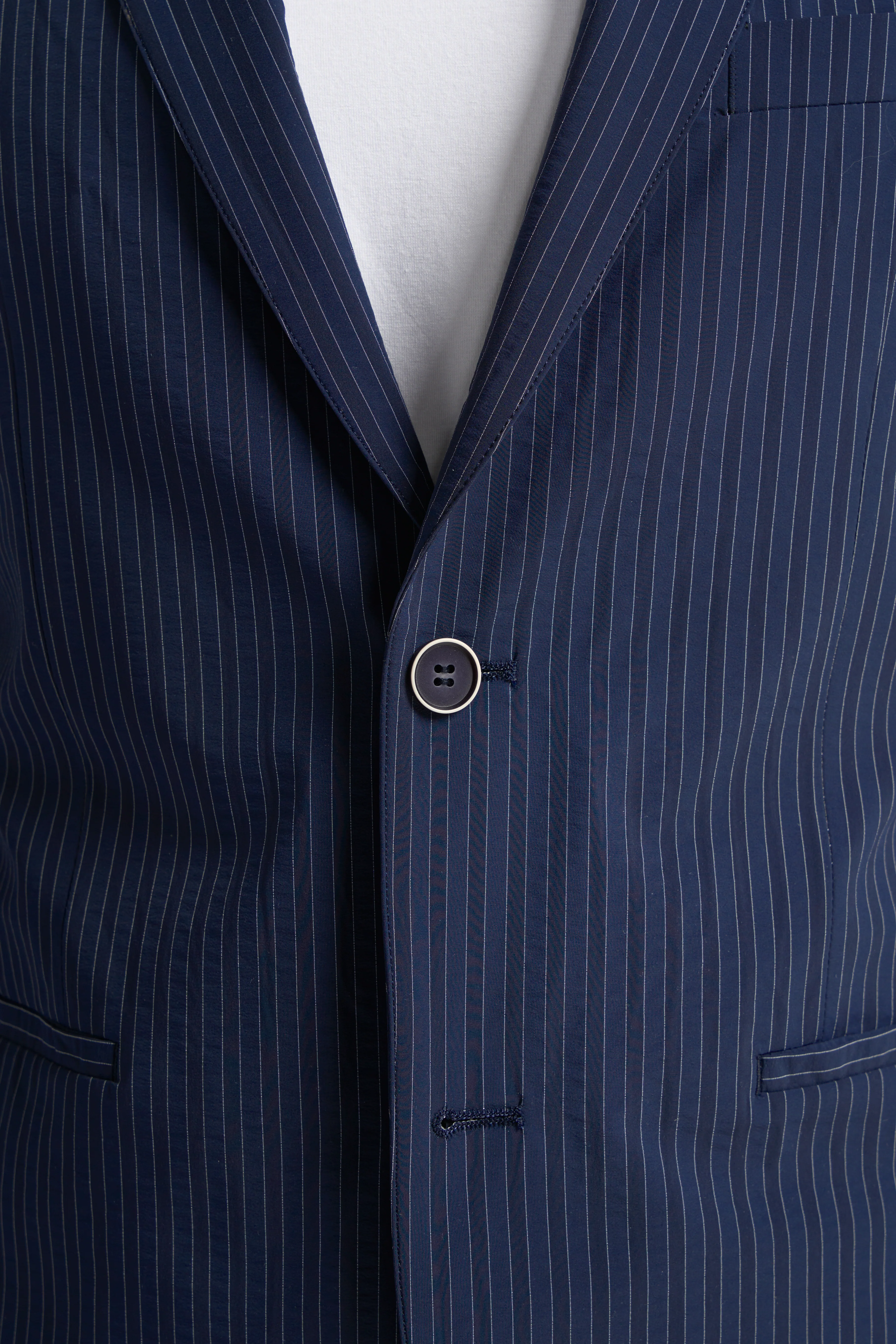 Men’s Navy Blue Pinstripe Blazer - ODENSE - Navy Blue - Image 5