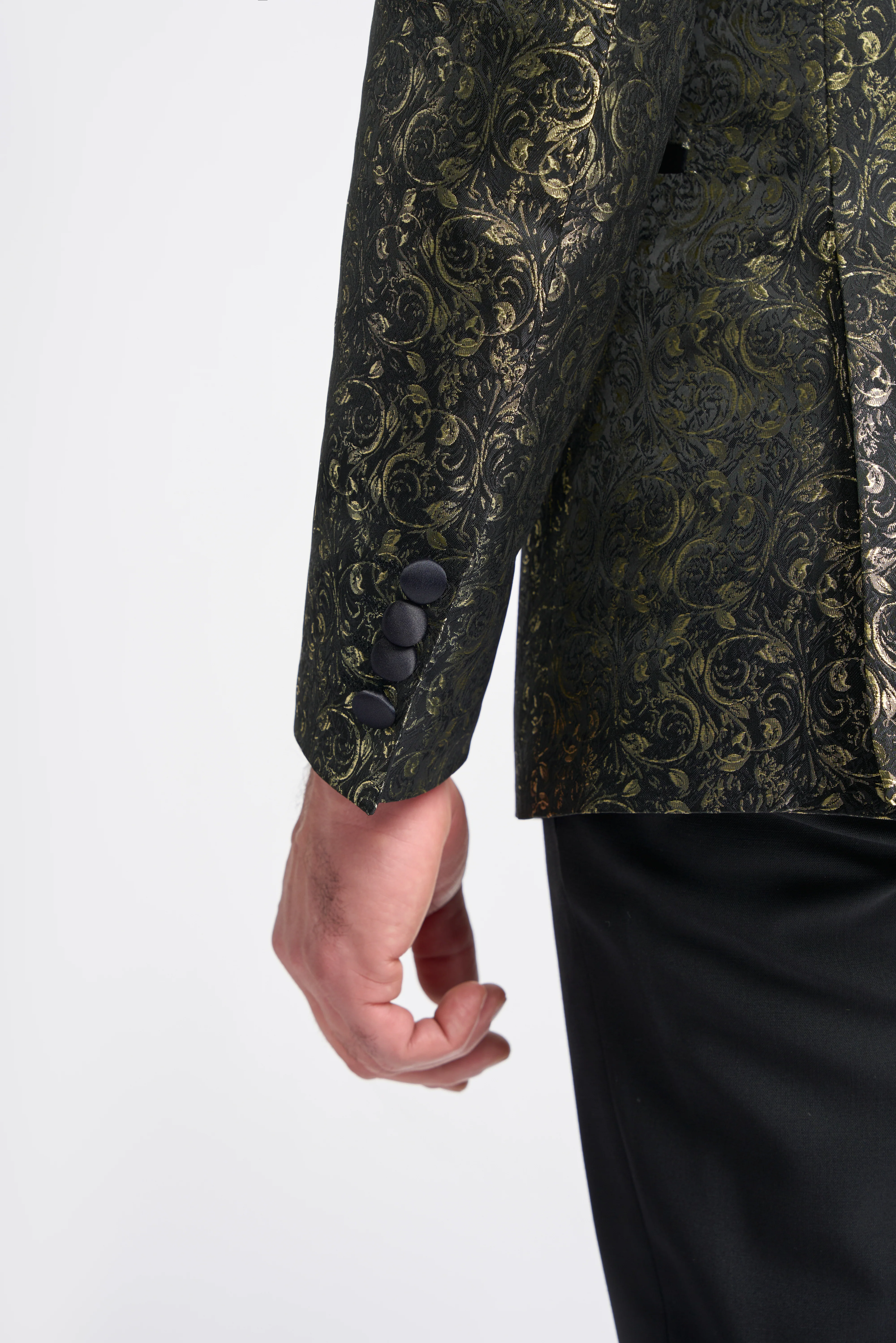 Men’s Paisley Shimmery Tuxedo Blazer - TOROS - Gold - Image 4
