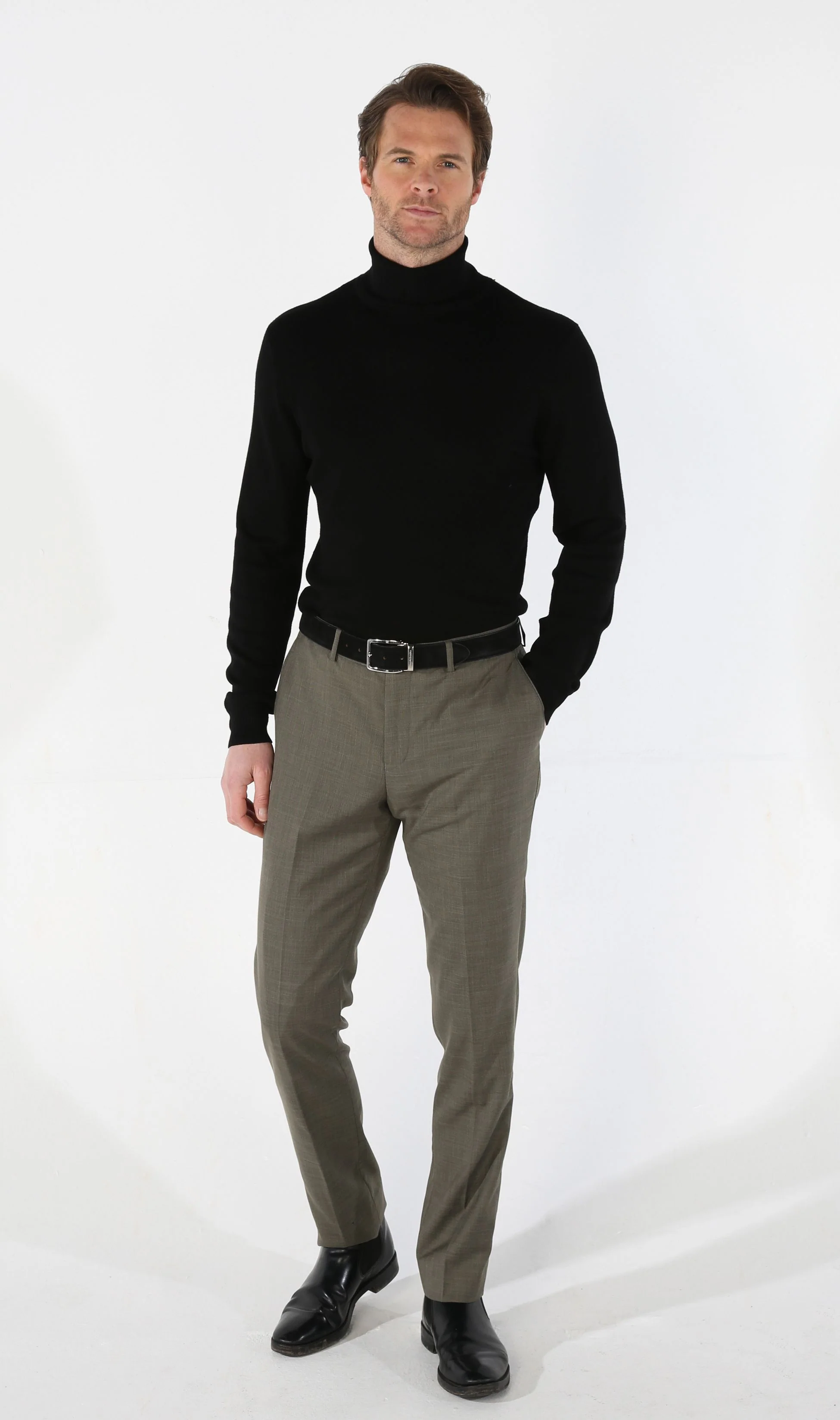 Men's Tailored Fit Plaid Suit Trousers - KURT - Sage Green - Image 3
