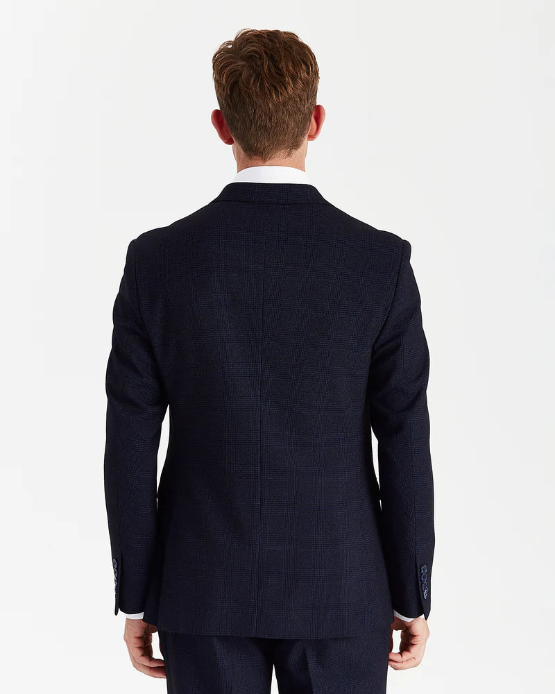 Men’s 2-Piece Double Breasted Glen Check Tweed Suit - Regent - Navy - Image 3