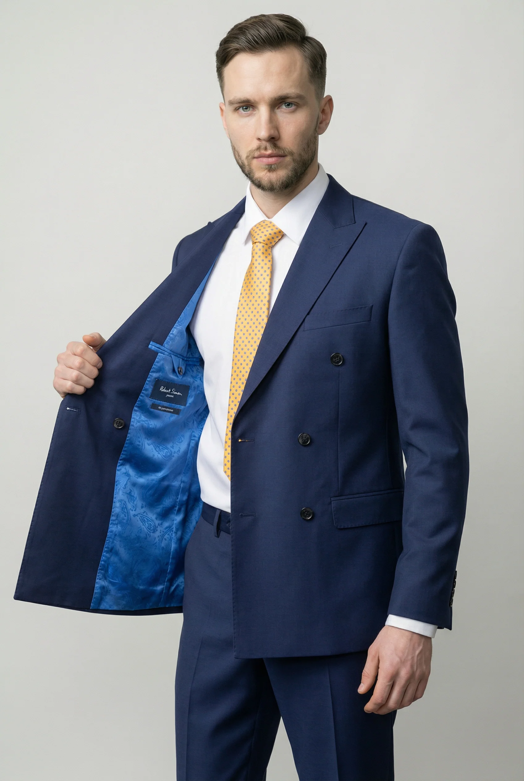 Men’s 2 Piece Slim Fit Double Breasted Suit - JOSE NAVY - Image 7