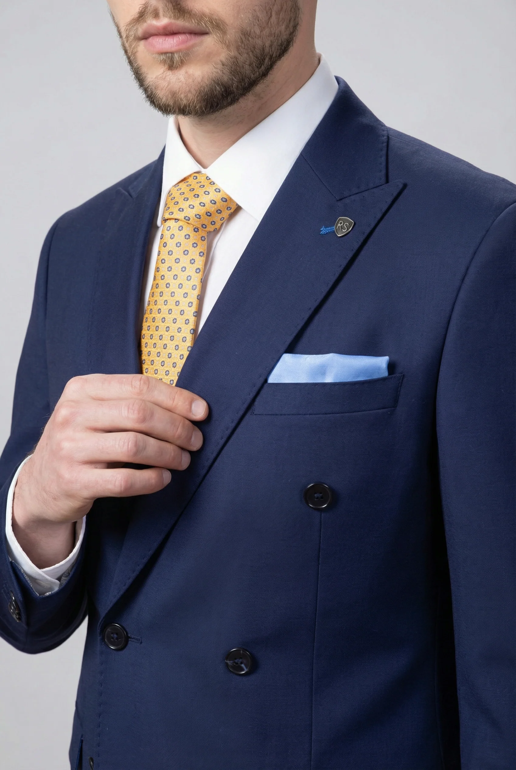 Men’s 2 Piece Slim Fit Double Breasted Suit - JOSE NAVY - Image 8