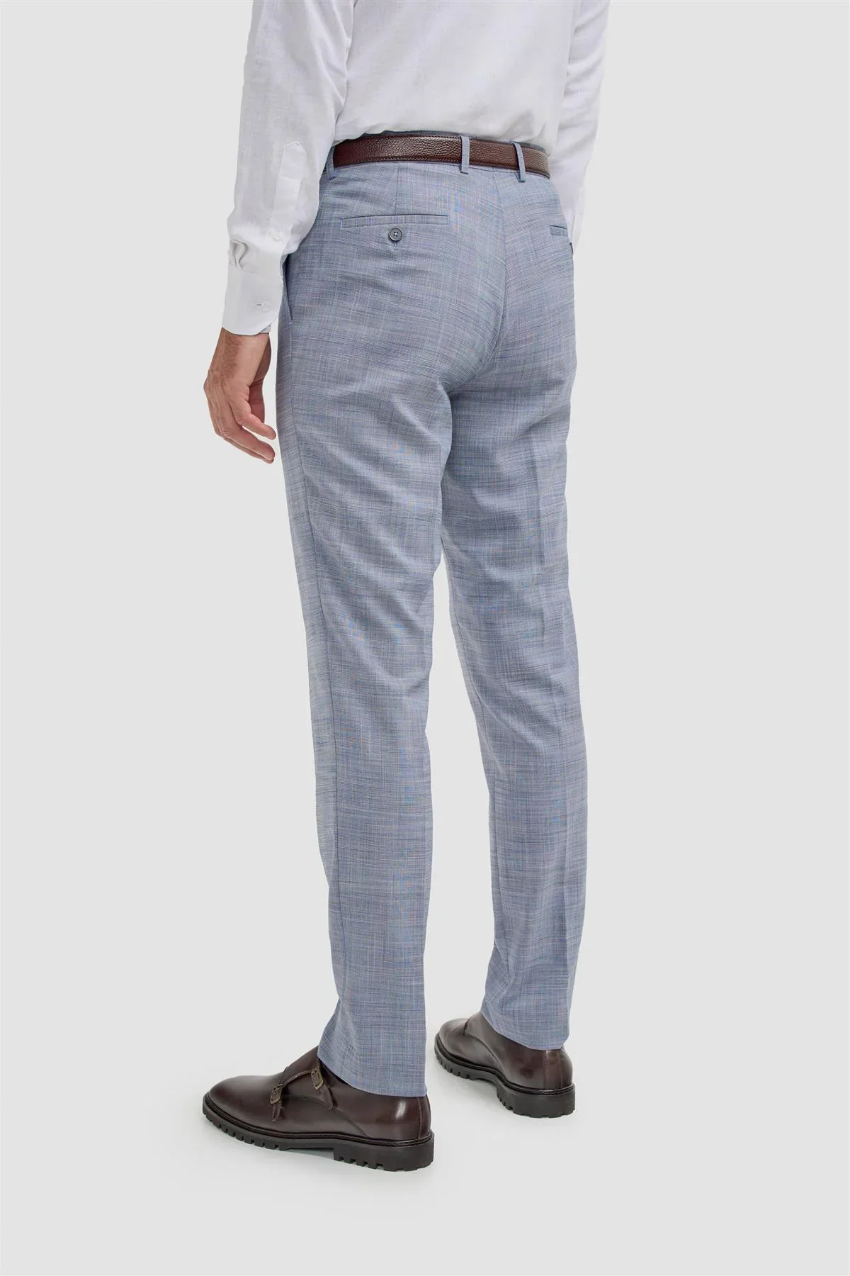 Men’s 3-Piece Blue Textured Suit - Camden - Blue - Image 8