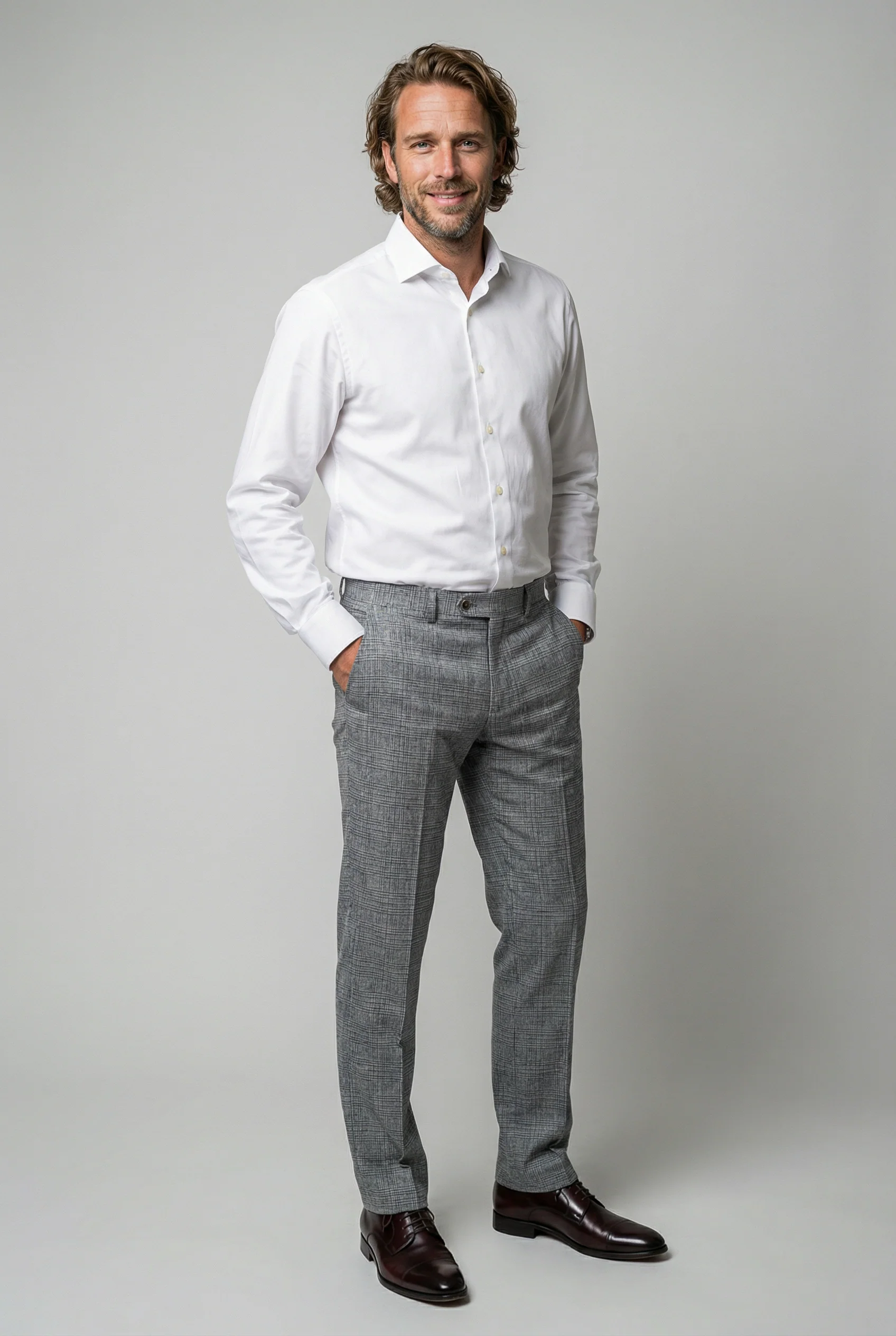 Men’s 3-Piece Glen Check Suit - Parker - Stone Grey - Image 5