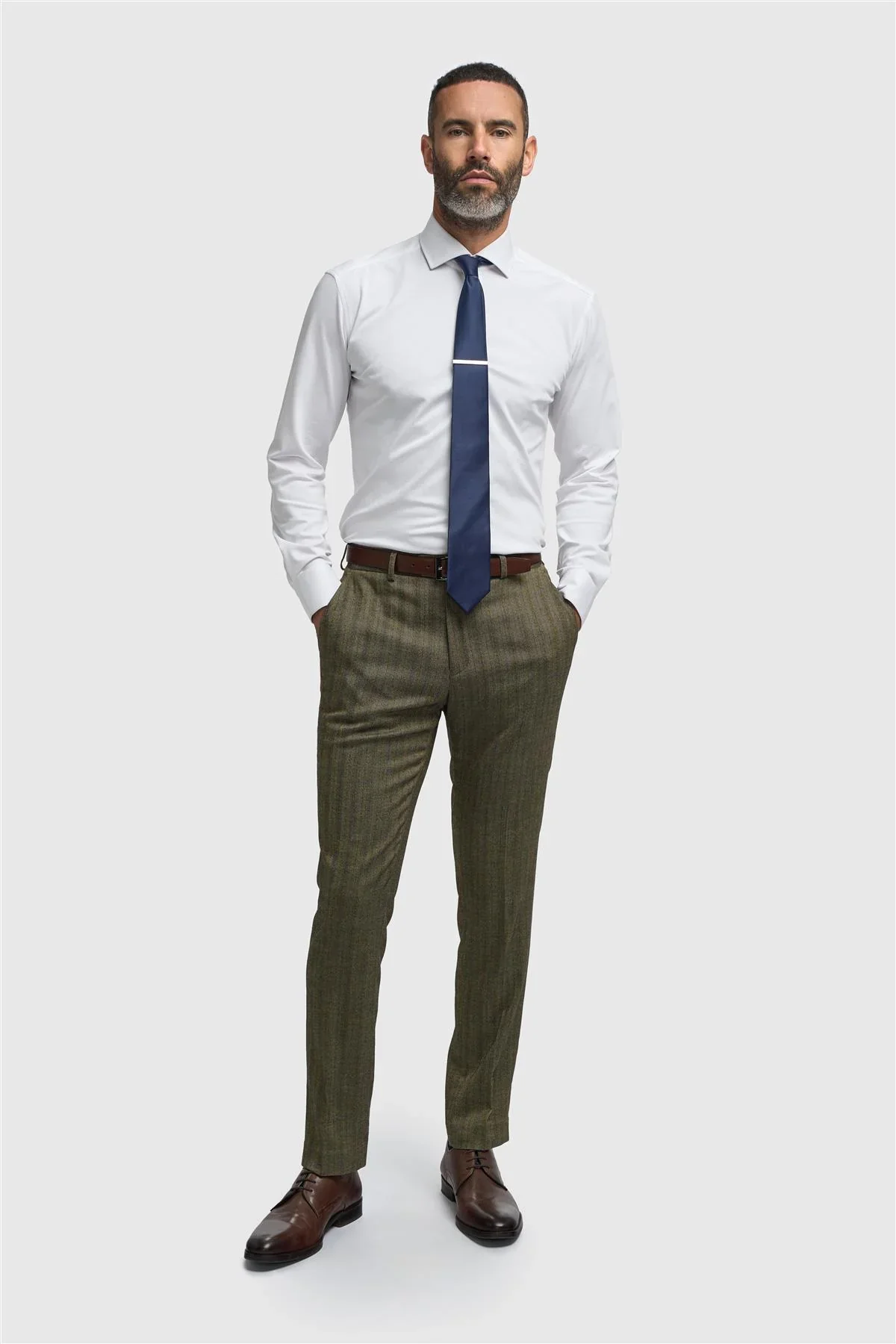 Men’s 3-Piece Herringbone Formal Suit - Damon - Sage Green - Image 5