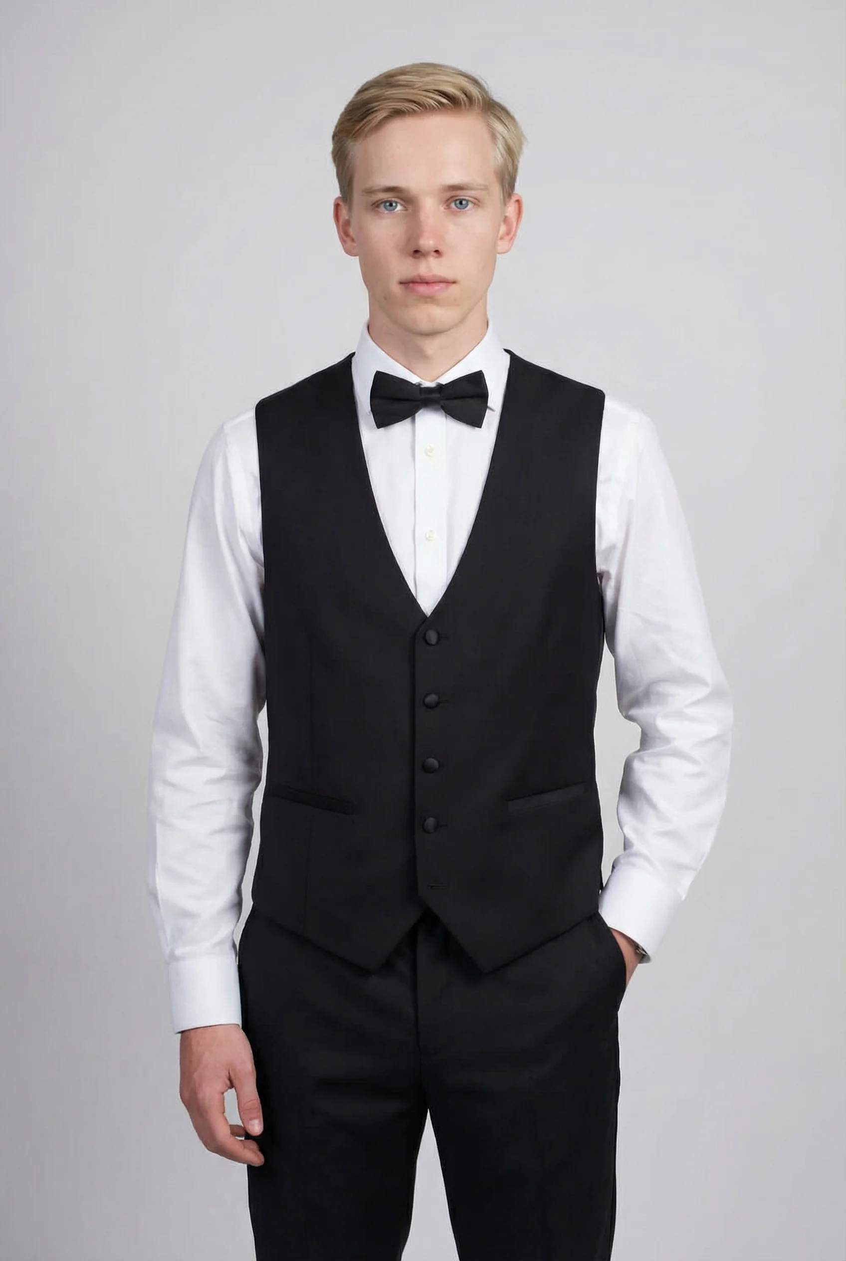 Men’s 3-Piece Satin Lapel Tuxedo Suit - Edward - Black - Image 7