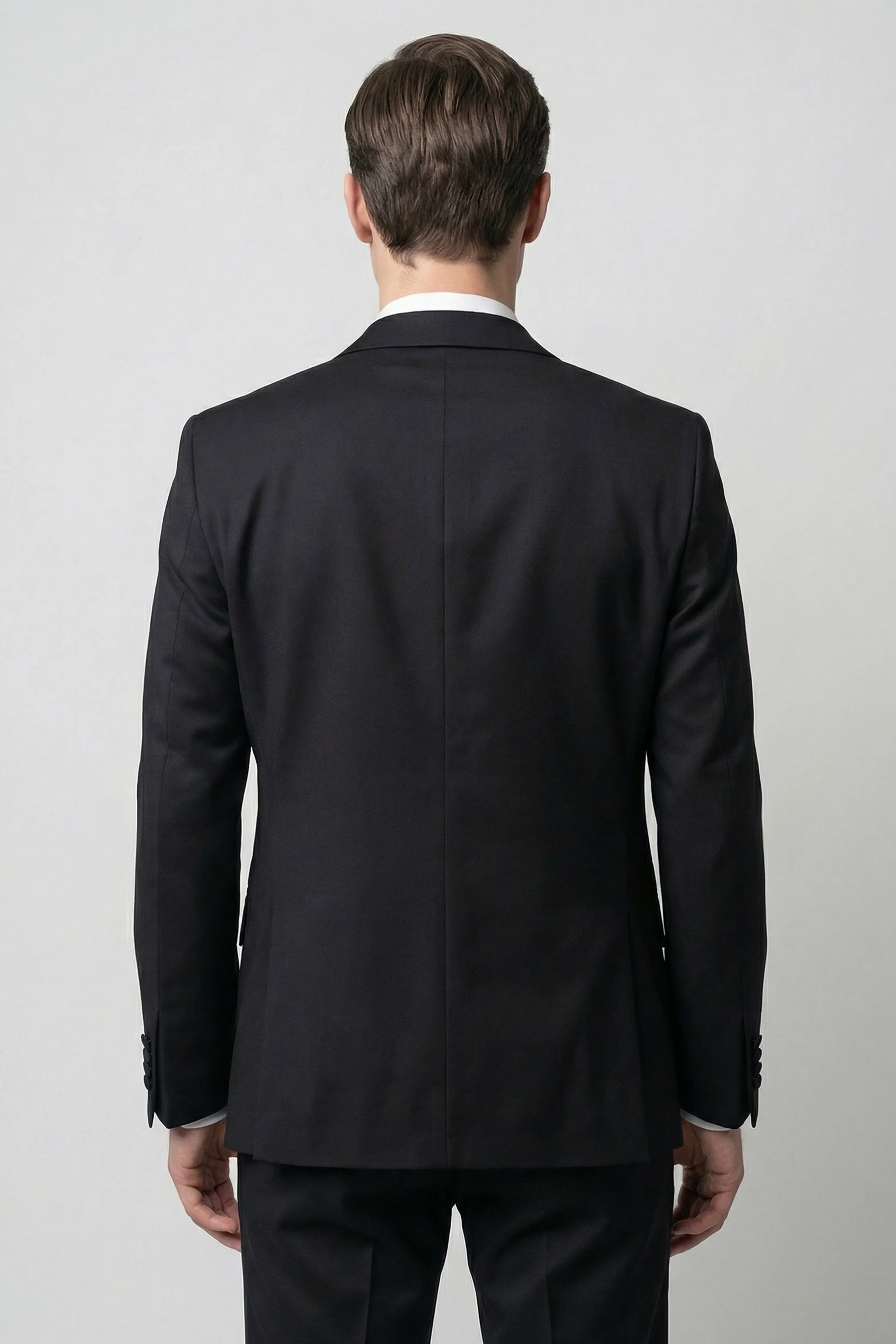 Men’s 3-Piece Satin Lapel Tuxedo Suit with Double Breasted Waistcoat - Black - Image 5