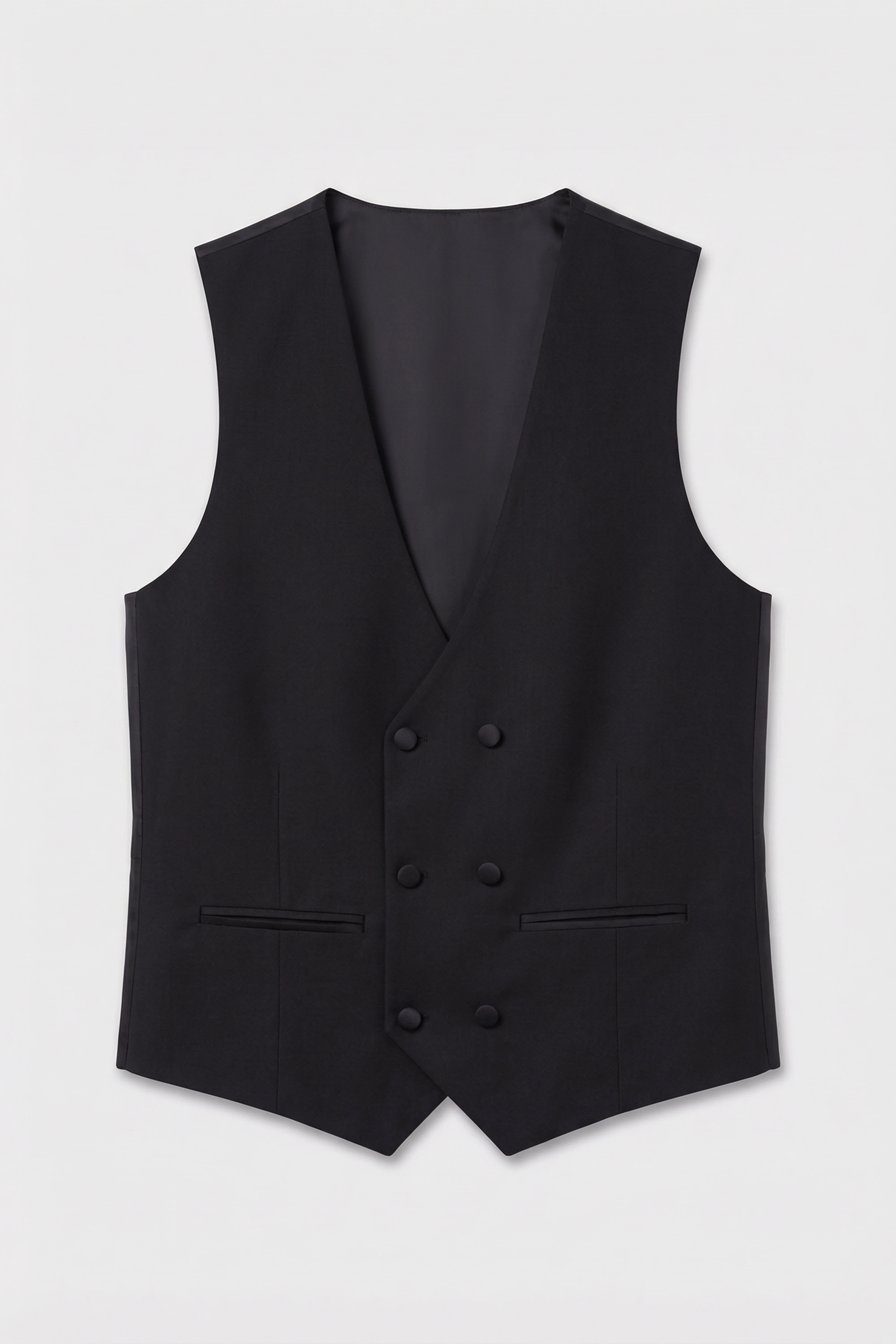 Men’s 3-Piece Satin Lapel Tuxedo Suit with Double Breasted Waistcoat - Black - Image 9