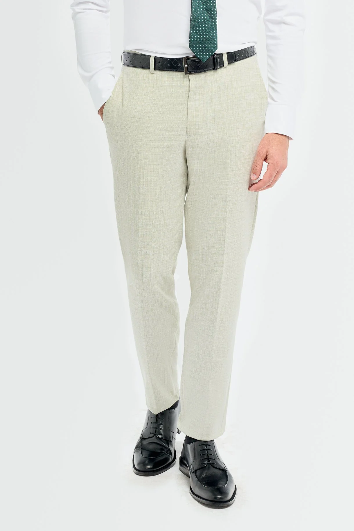 Men’s 3-Piece Slim Fit Textured Formal Suit - Tropez - Sage Green - Image 8