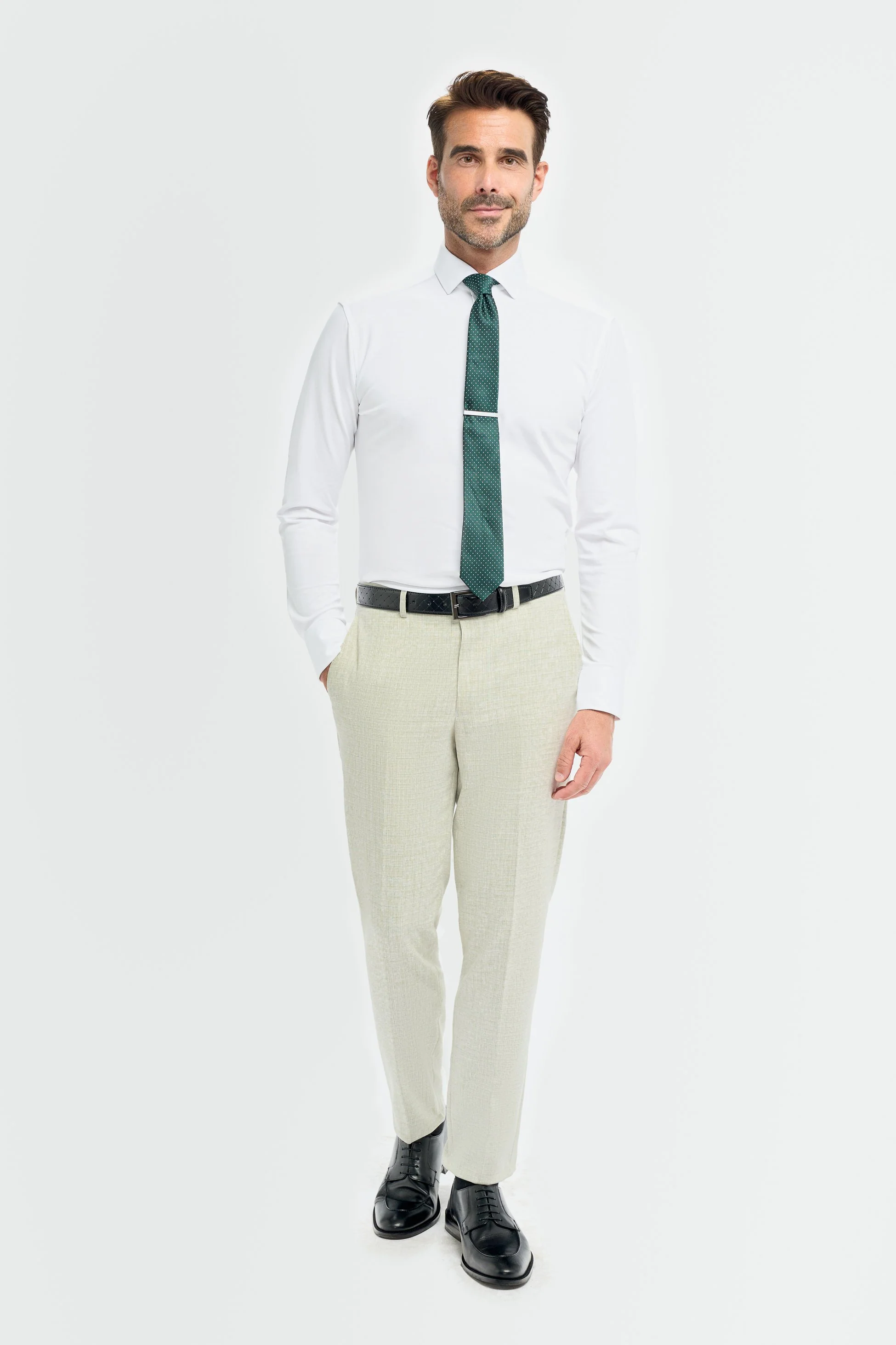 Men’s 3-Piece Slim Fit Textured Formal Suit - Tropez - Sage Green - Image 9
