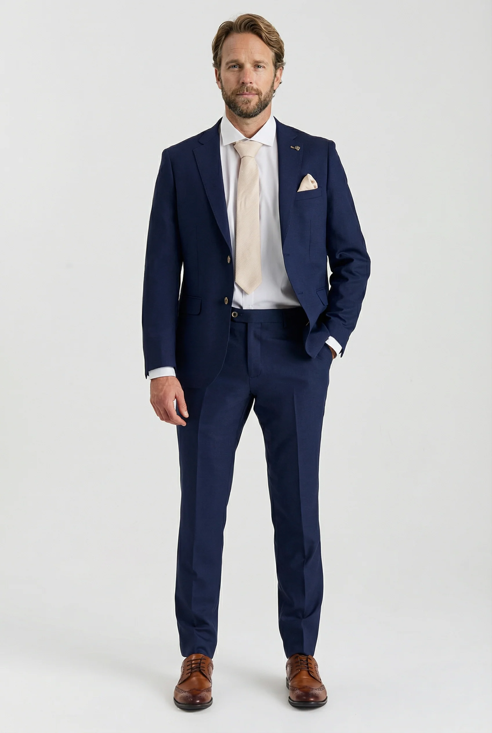 Men’s 3-Piece Tailored Fit Formal Suit - Belmont - Navy - Image 5